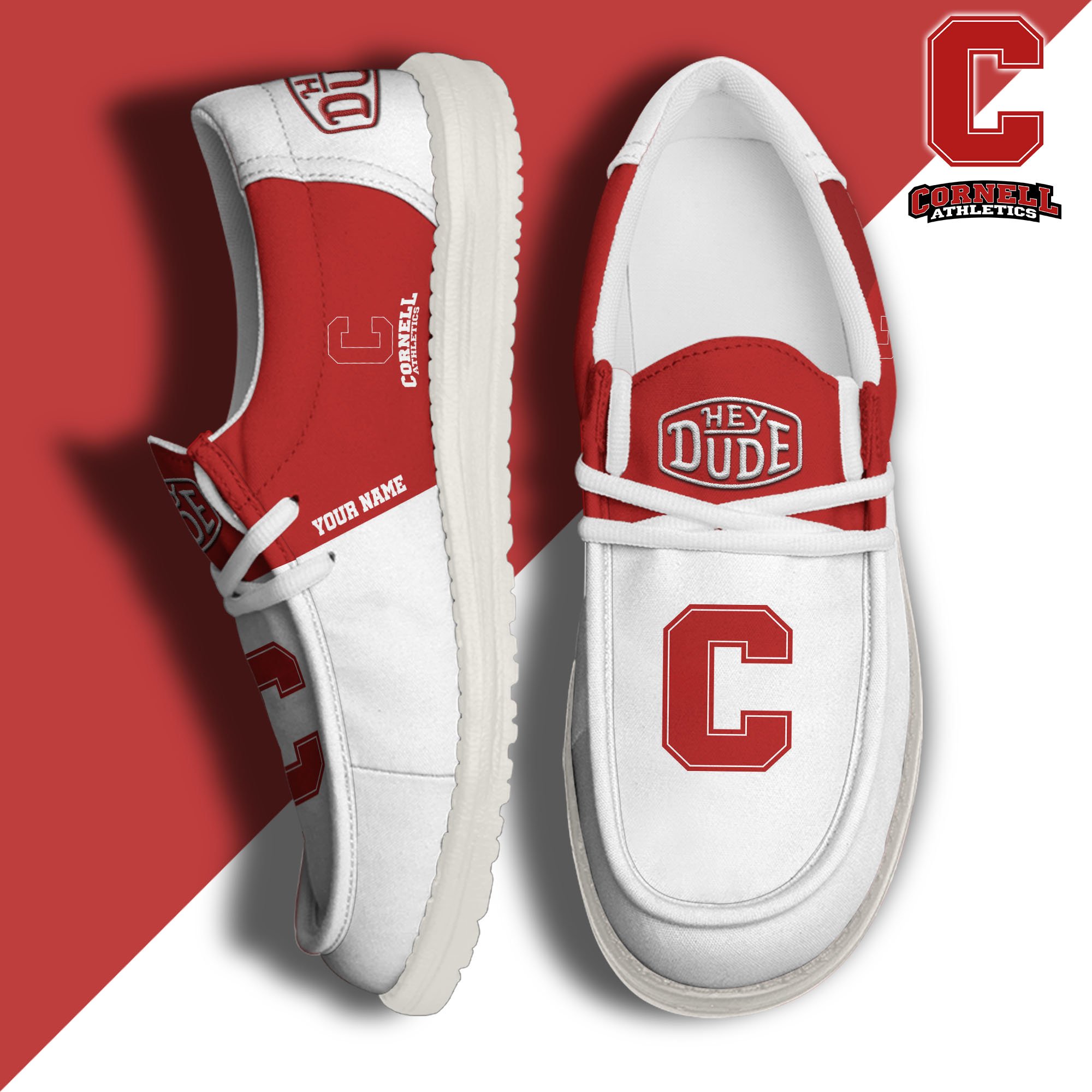 JWFancy Cornell Big Red Hey Dude Shoes Wally Men's Lace Up Loafers Comfortable For Men And Women