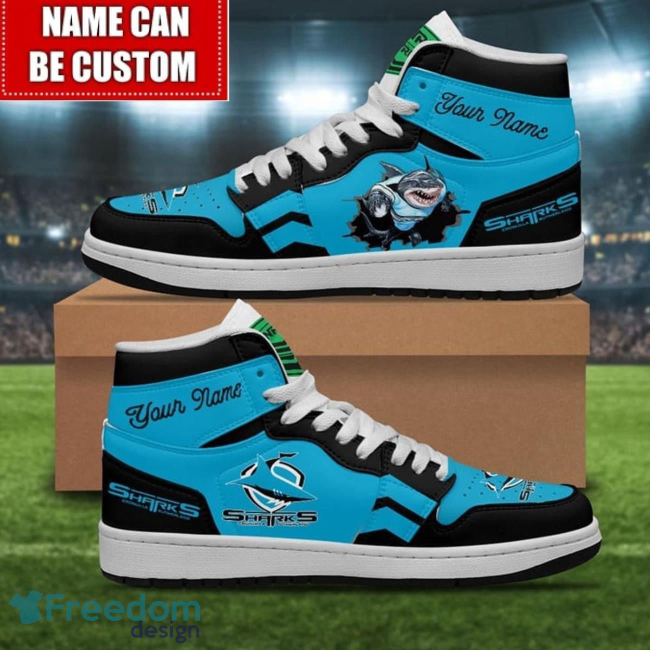 JWFancy Cronulla-Sutherland Sharks AJ1 High Sneakers Shoes For Men And Women