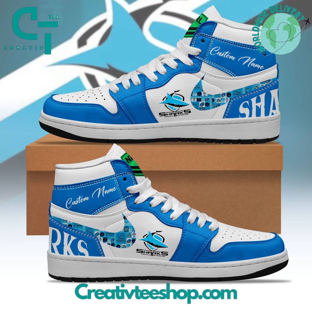 JWFancy Cronulla-Sutherland Sharks AJ1 High Sneakers Shoes For Men And Women