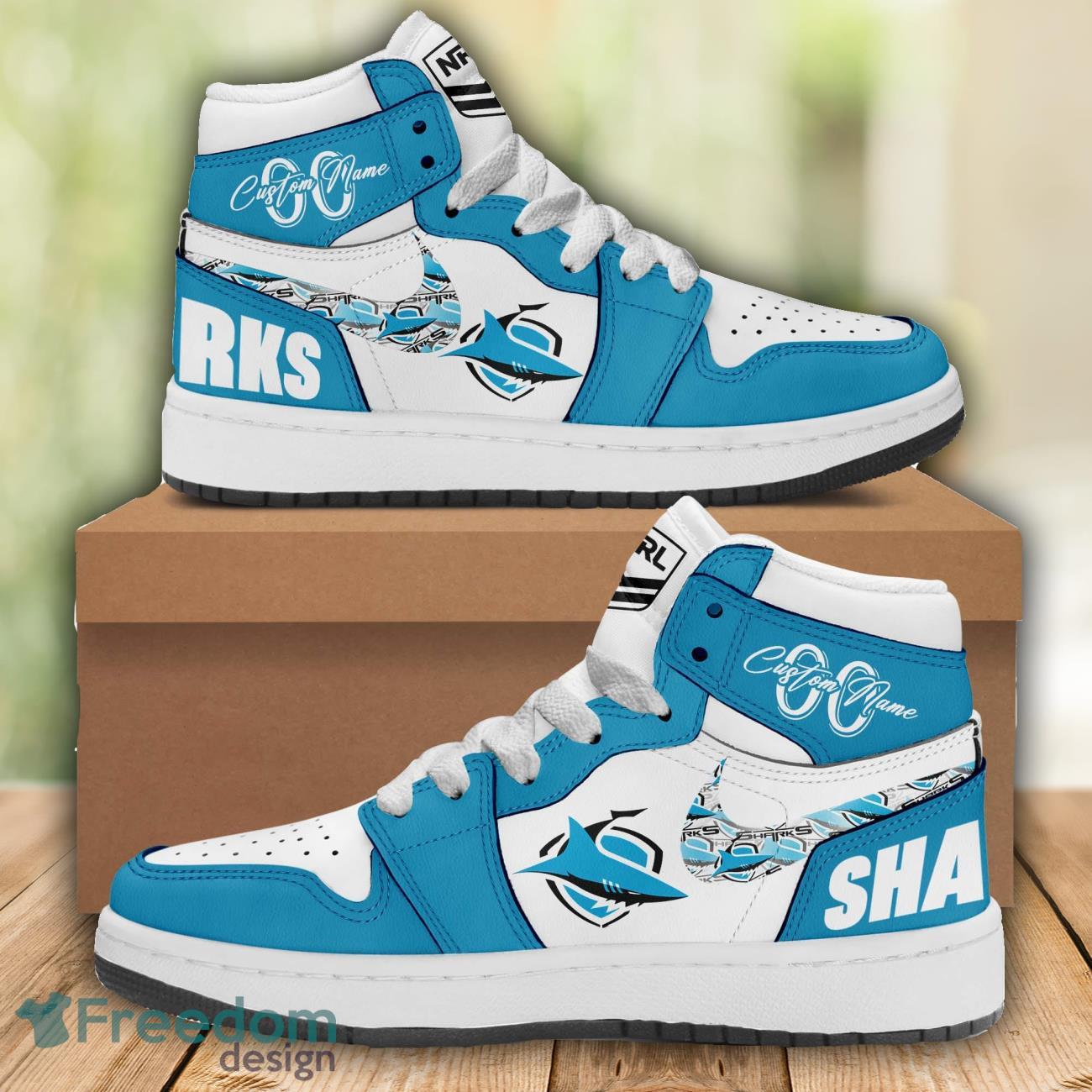 JWFancy Cronulla Sutherland Sharks AJ1 High Sneakers Shoes For Men And Women