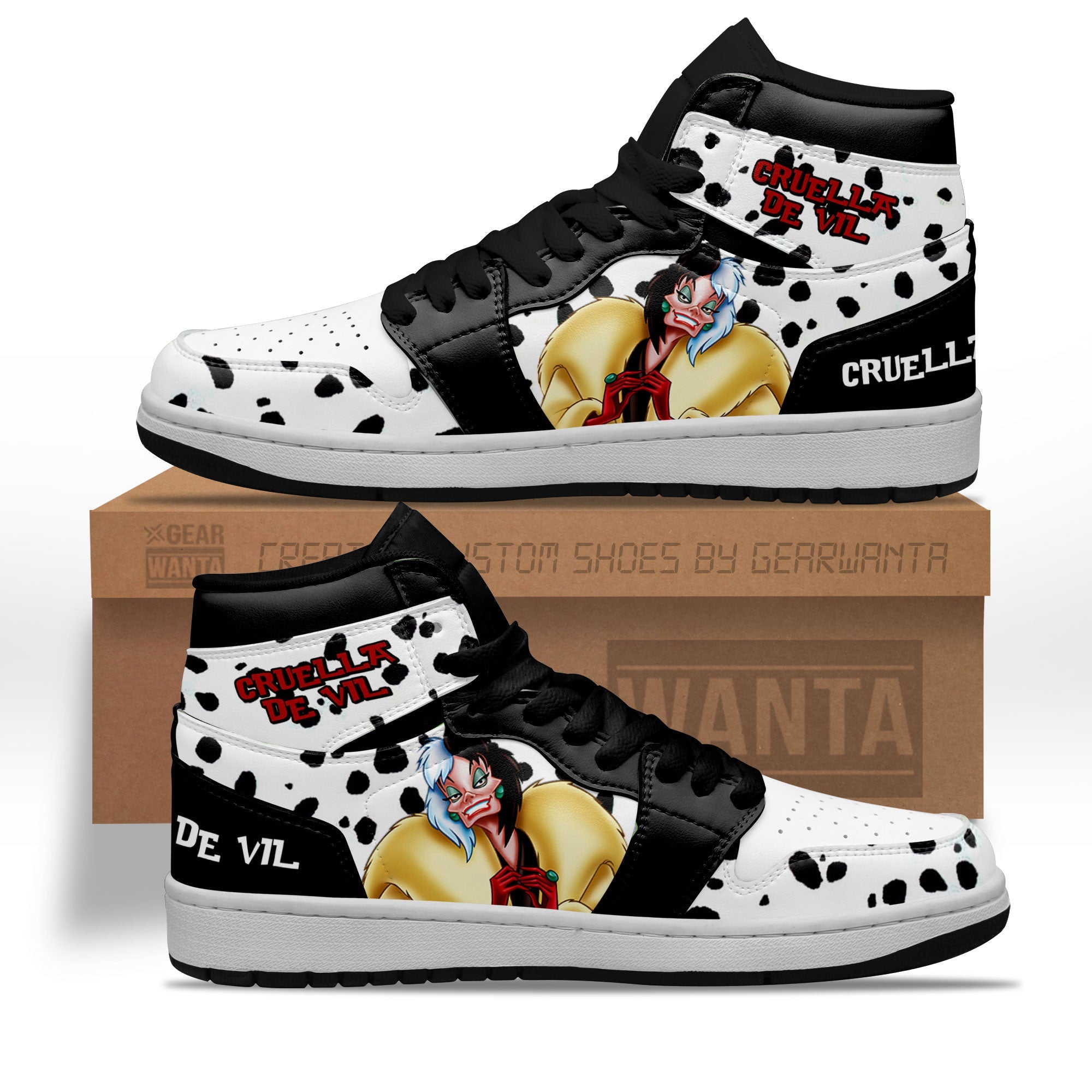 JWFancy Cruella De Vil AJ1 High Sneakers Shoes For Men And Women
