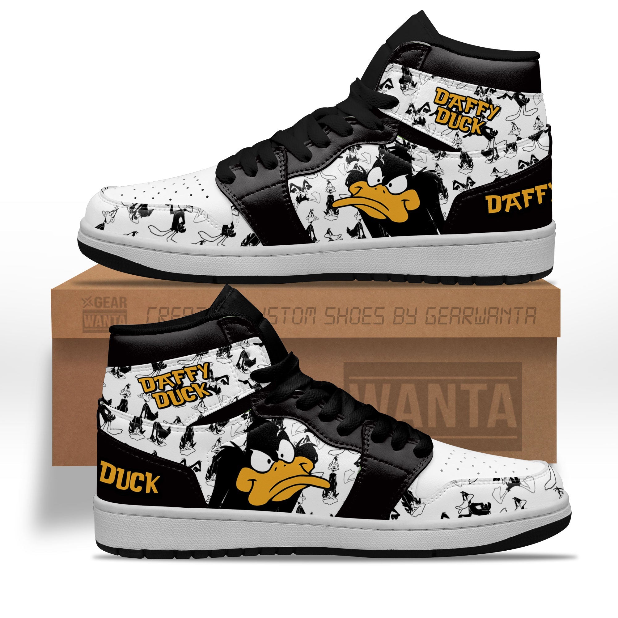 JWFancy Daffy Duck AJ1 High Sneakers Shoes For Men And Women