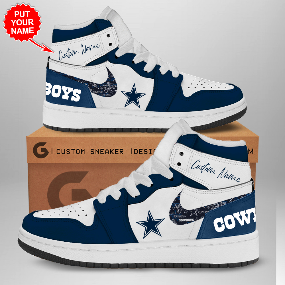 JWFancy Dallas Cowboys AJ1 High Sneakers Shoes For Men And Women