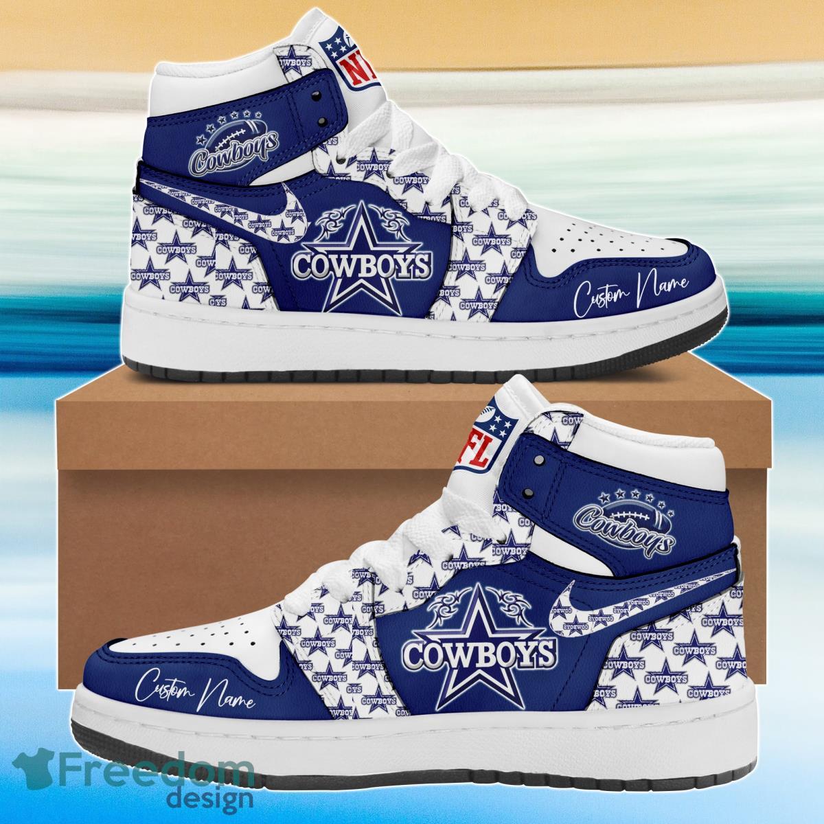 JWFancy Dallas Cowboys AJ1 High Sneakers Shoes For Men And Women