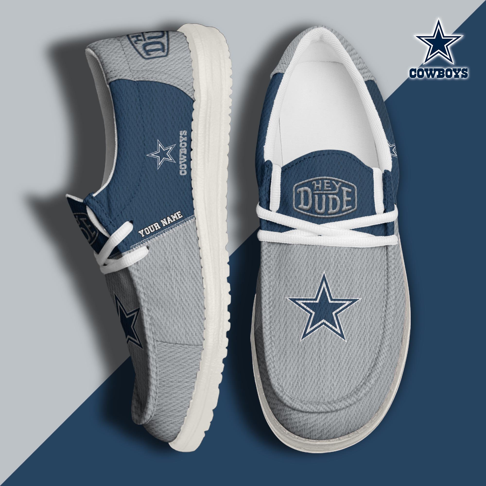 JWFancy Dallas Cowboys Hey Dude Shoes Wally Men's Lace Up Loafers Comfortable For Men And Women