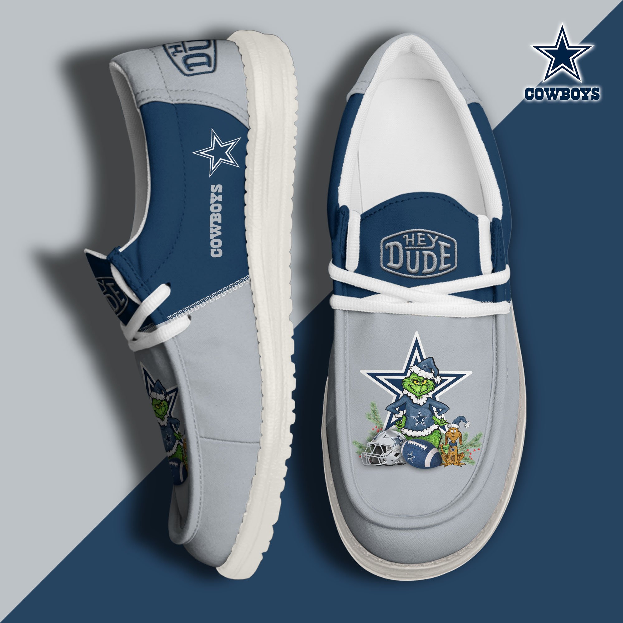 JWFancy Dallas Cowboys Hey Dude Shoes Wally Men's Lace Up Loafers Comfortable For Men And Women