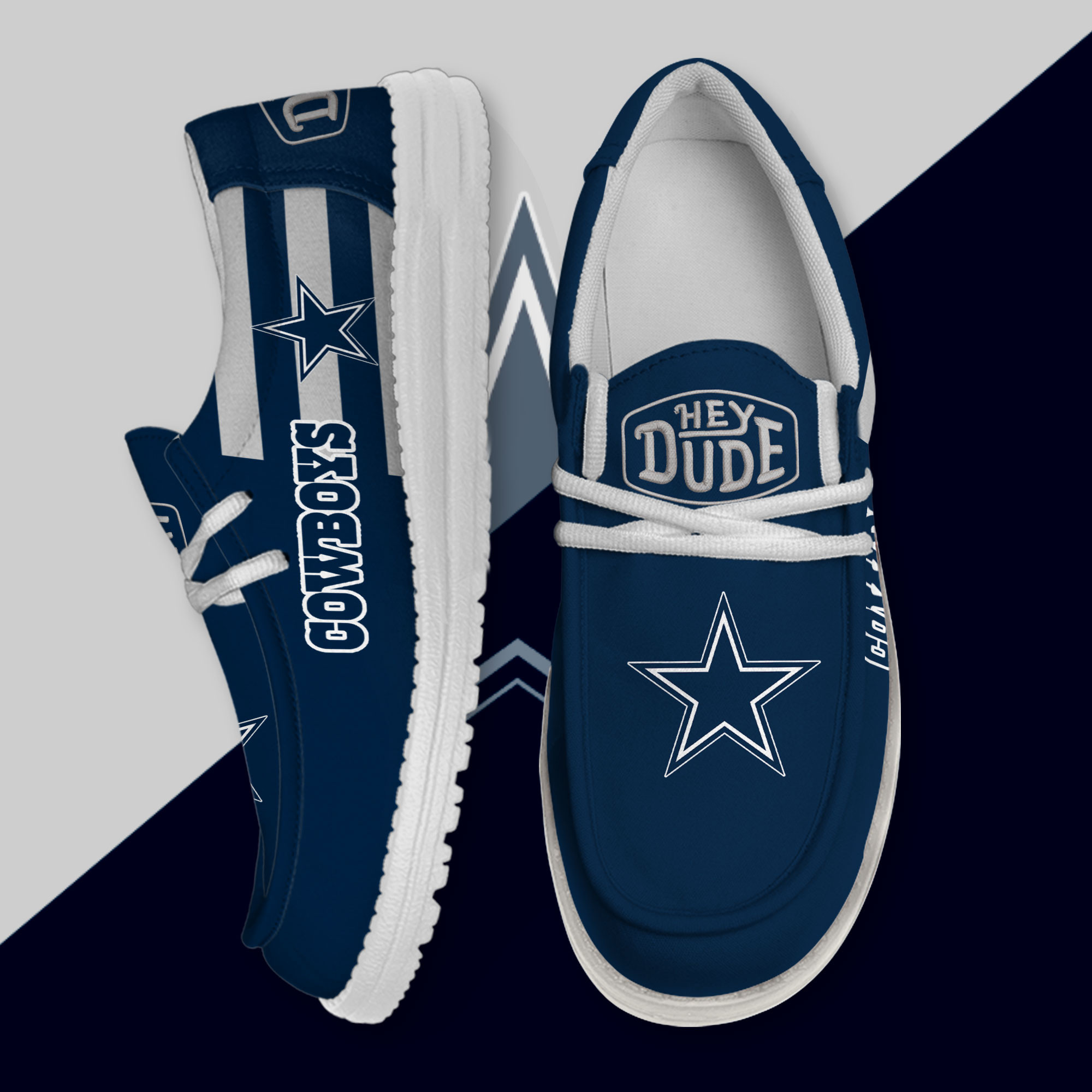 JWFancy Dallas Cowboys Hey Dude Shoes Wally Men's Lace Up Loafers Comfortable For Men And Women