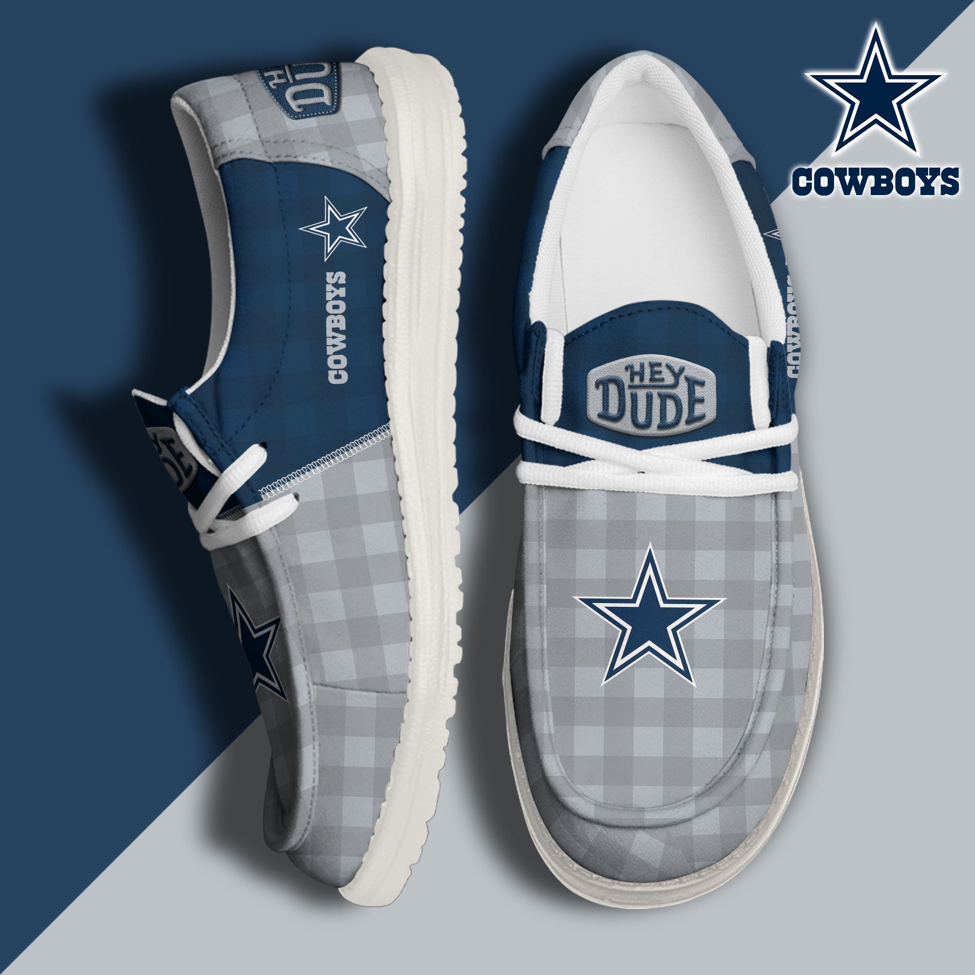 JWFancy Dallas Cowboys Hey Dude Shoes Wally Men's Lace Up Loafers Comfortable For Men And Women