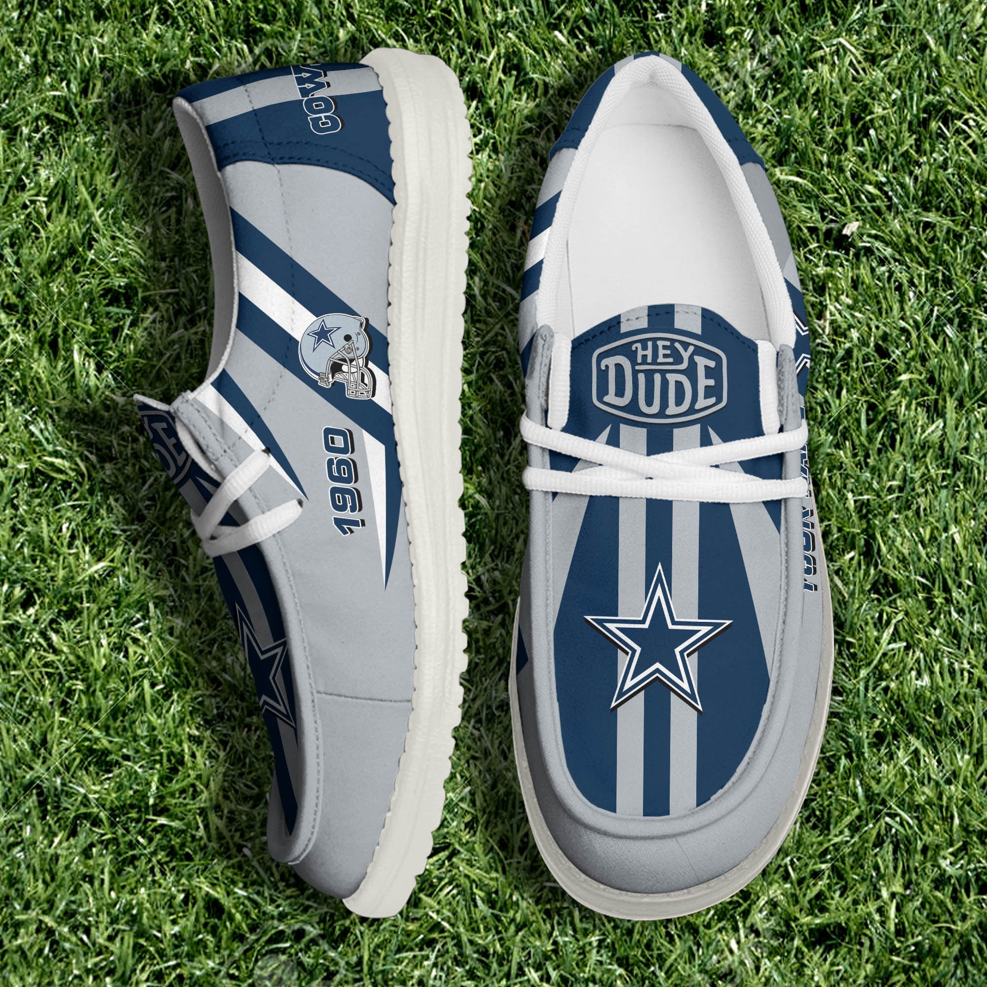 JWFancy Dallas Cowboys Hey Dude Shoes Wally Men's Lace Up Loafers Comfortable For Men And Women