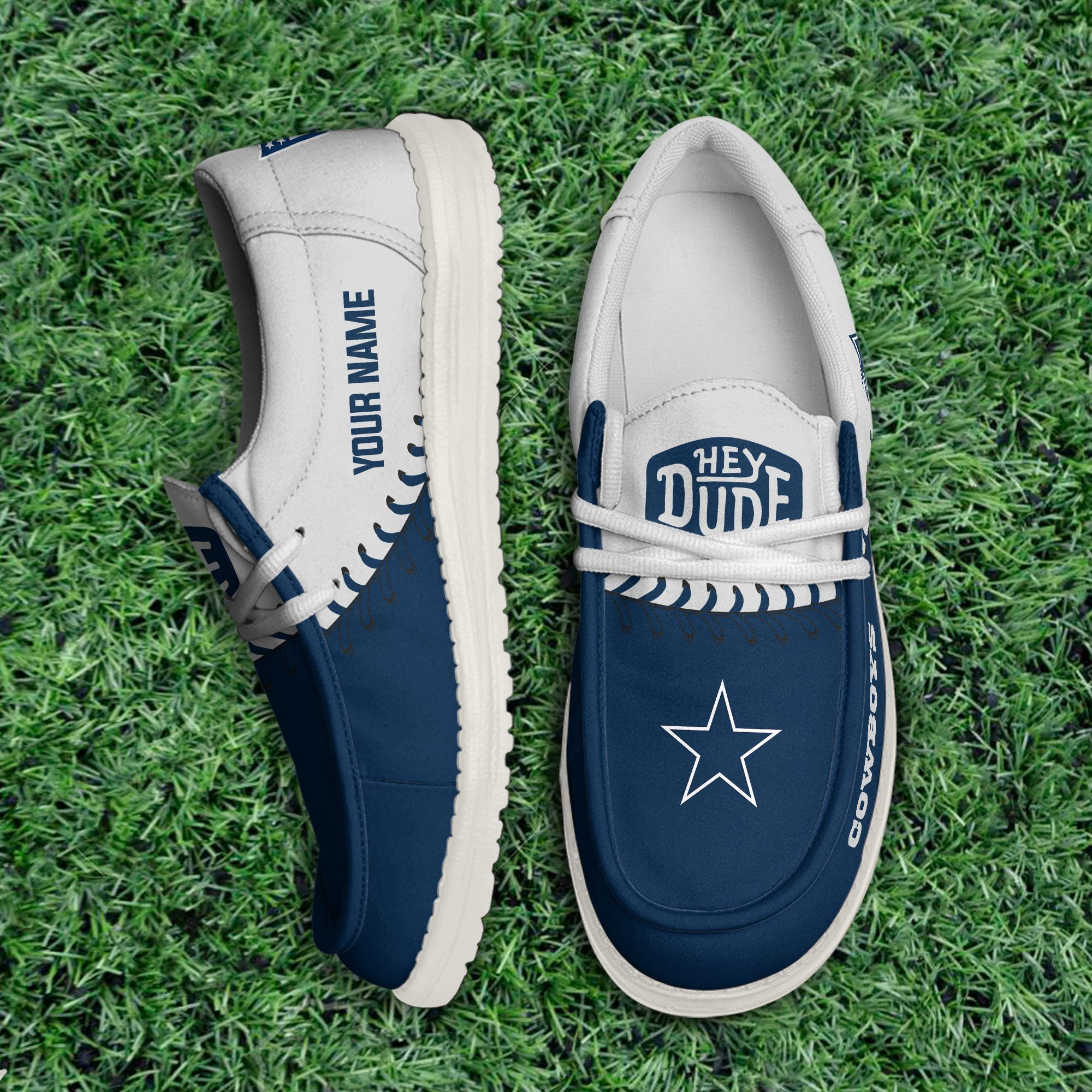 JWFancy Dallas Cowboys Hey Dude Shoes Wally Men's Lace Up Loafers Comfortable For Men And Women