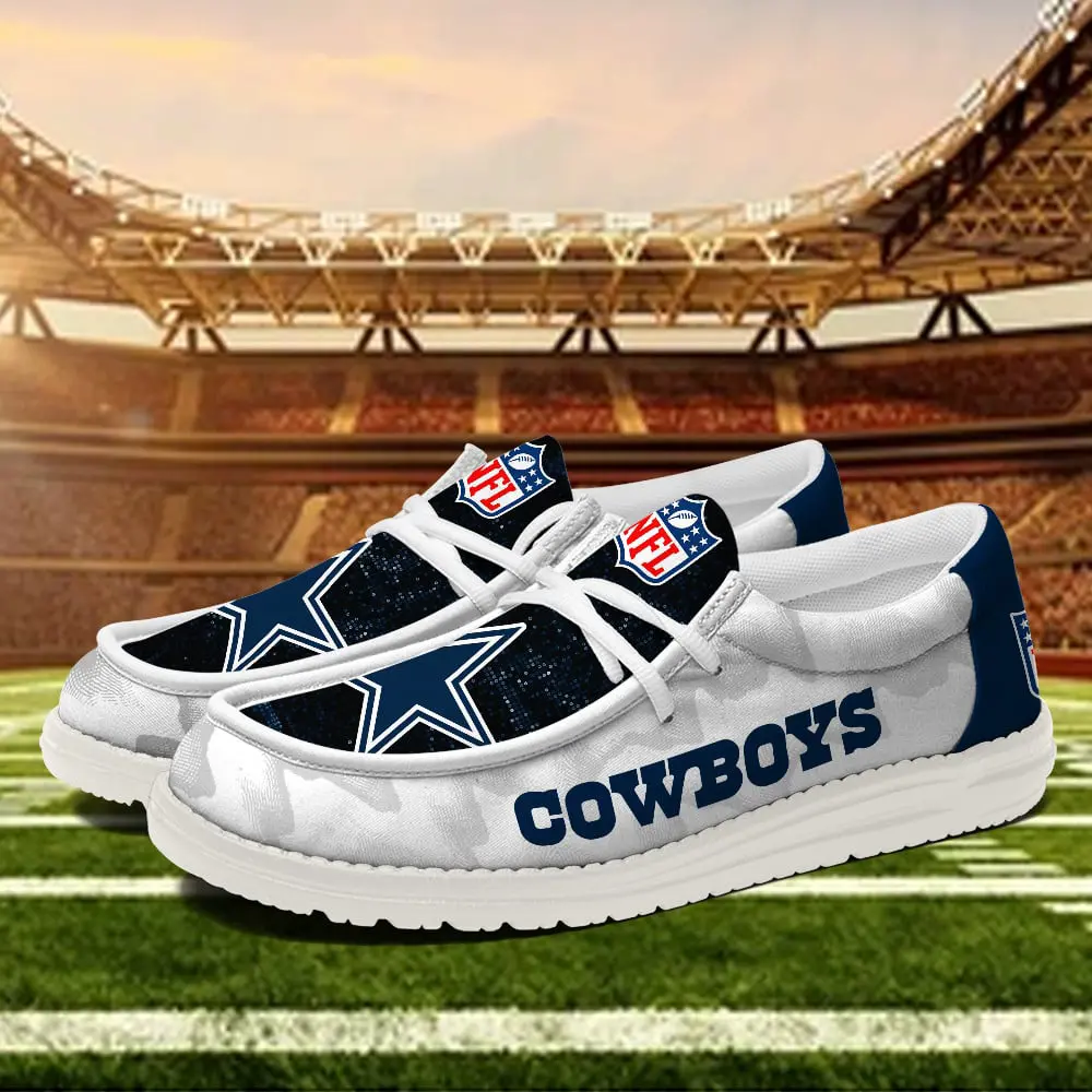 JWFancy Dallas Cowboys Hey Dude Shoes Wally Men's Lace Up Loafers Comfortable For Men And Women