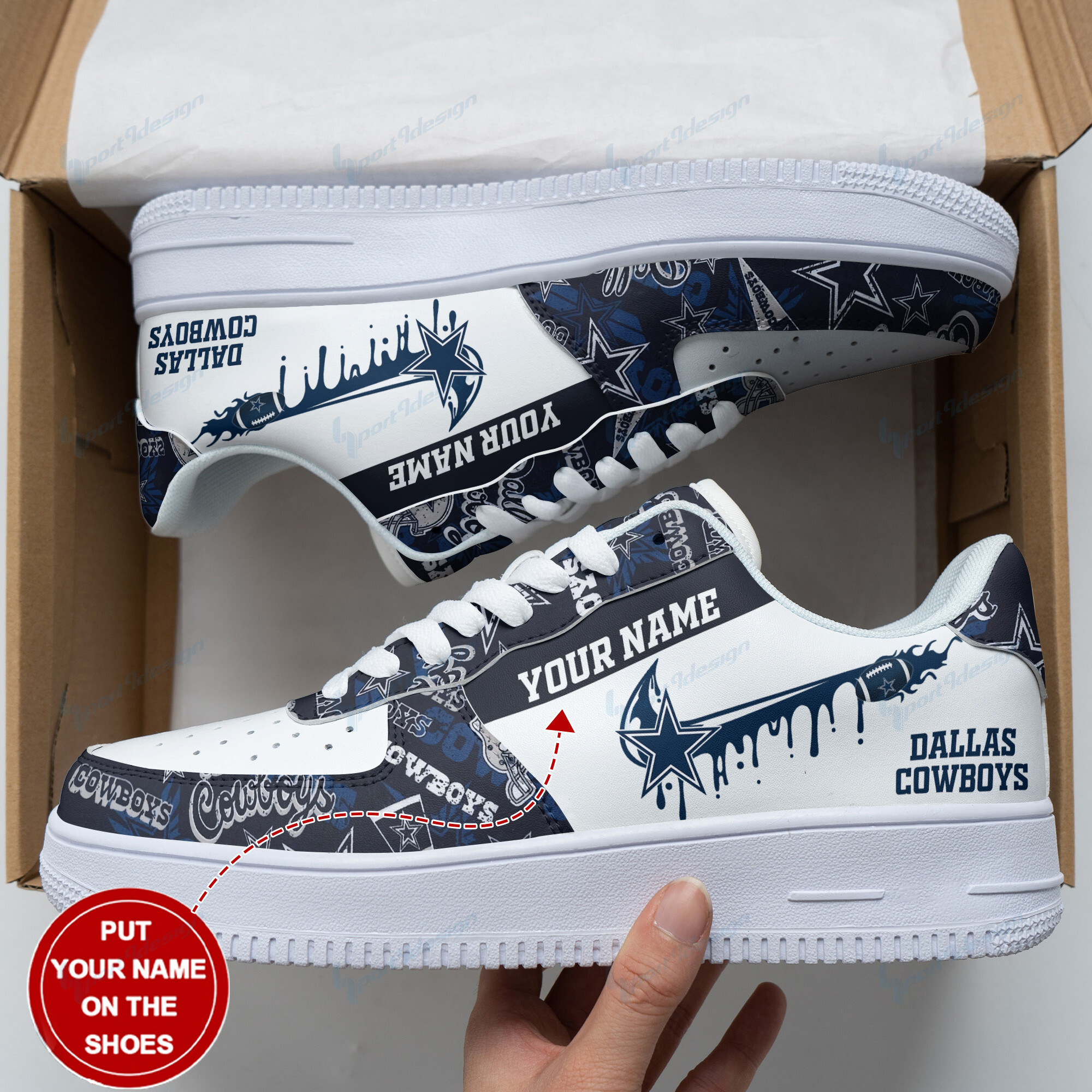 JWFancy Dallas Cowboys NFL Air Low-Top Sneakers Shoes For Men And Women