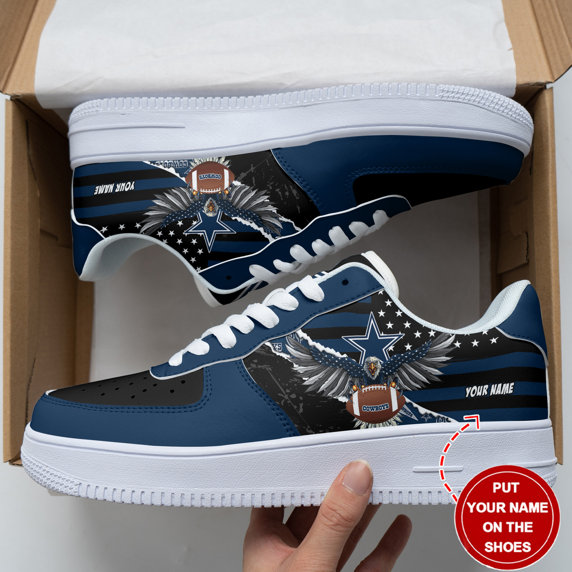 JWFancy Dallas Cowboys NFL Air Low-Top Sneakers Shoes For Men And Women