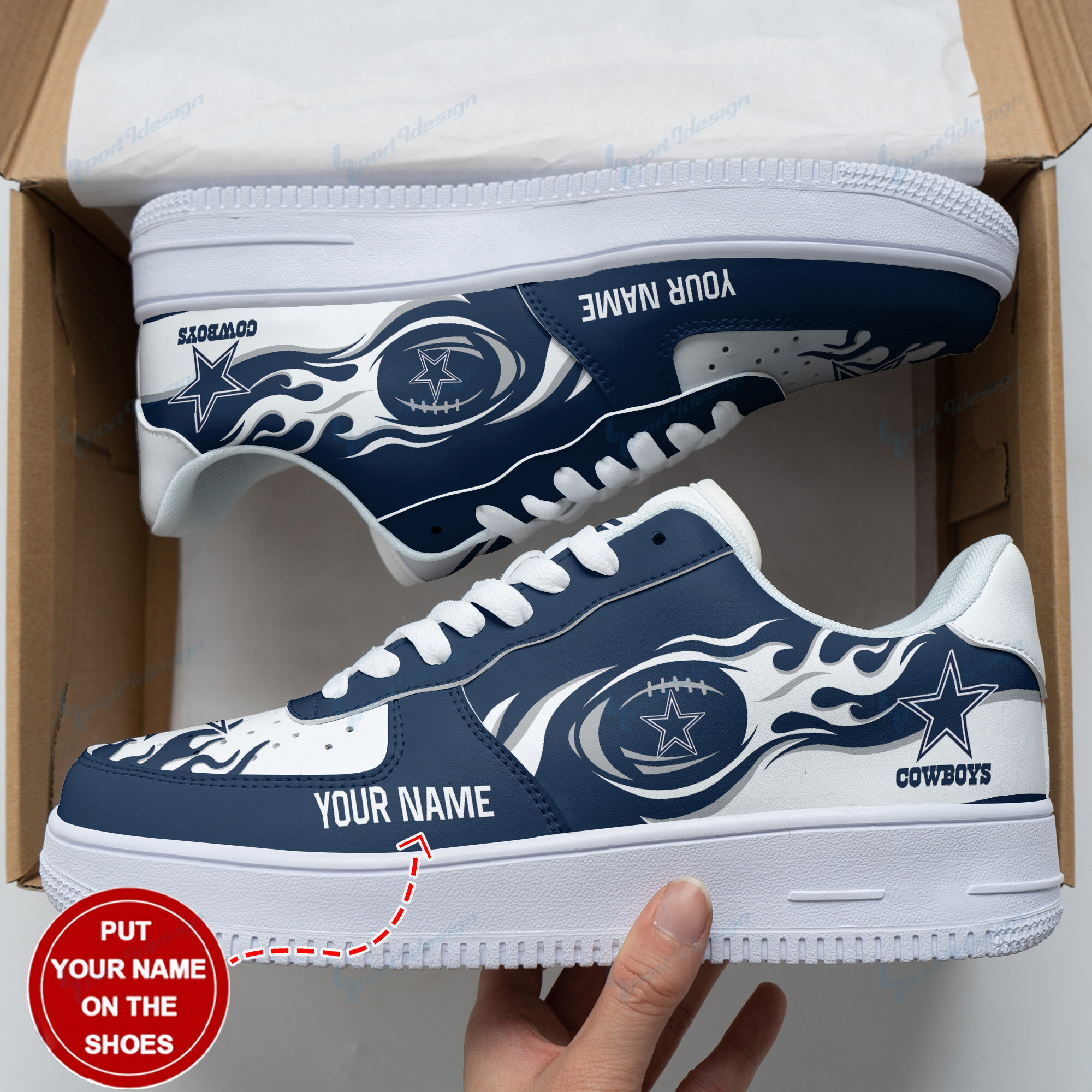 JWFancy Dallas Cowboys NFL Air Low-Top Sneakers Shoes For Men And Women
