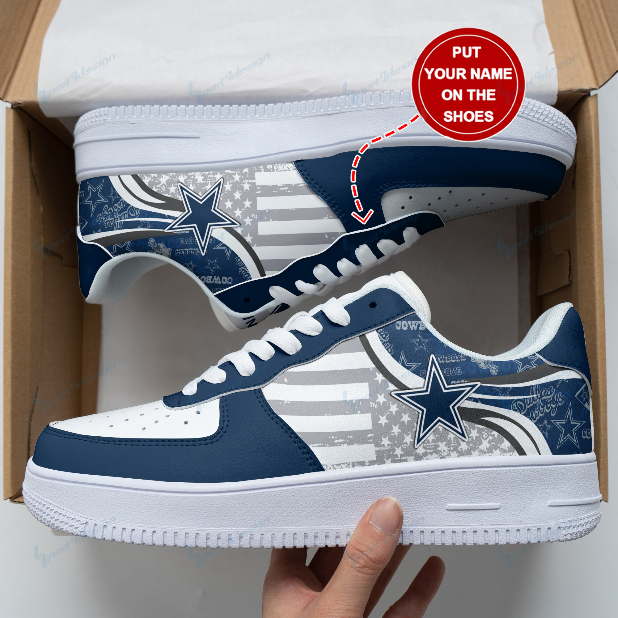 JWFancy Dallas Cowboys NFL Air Low-Top Sneakers Shoes For Men And Women