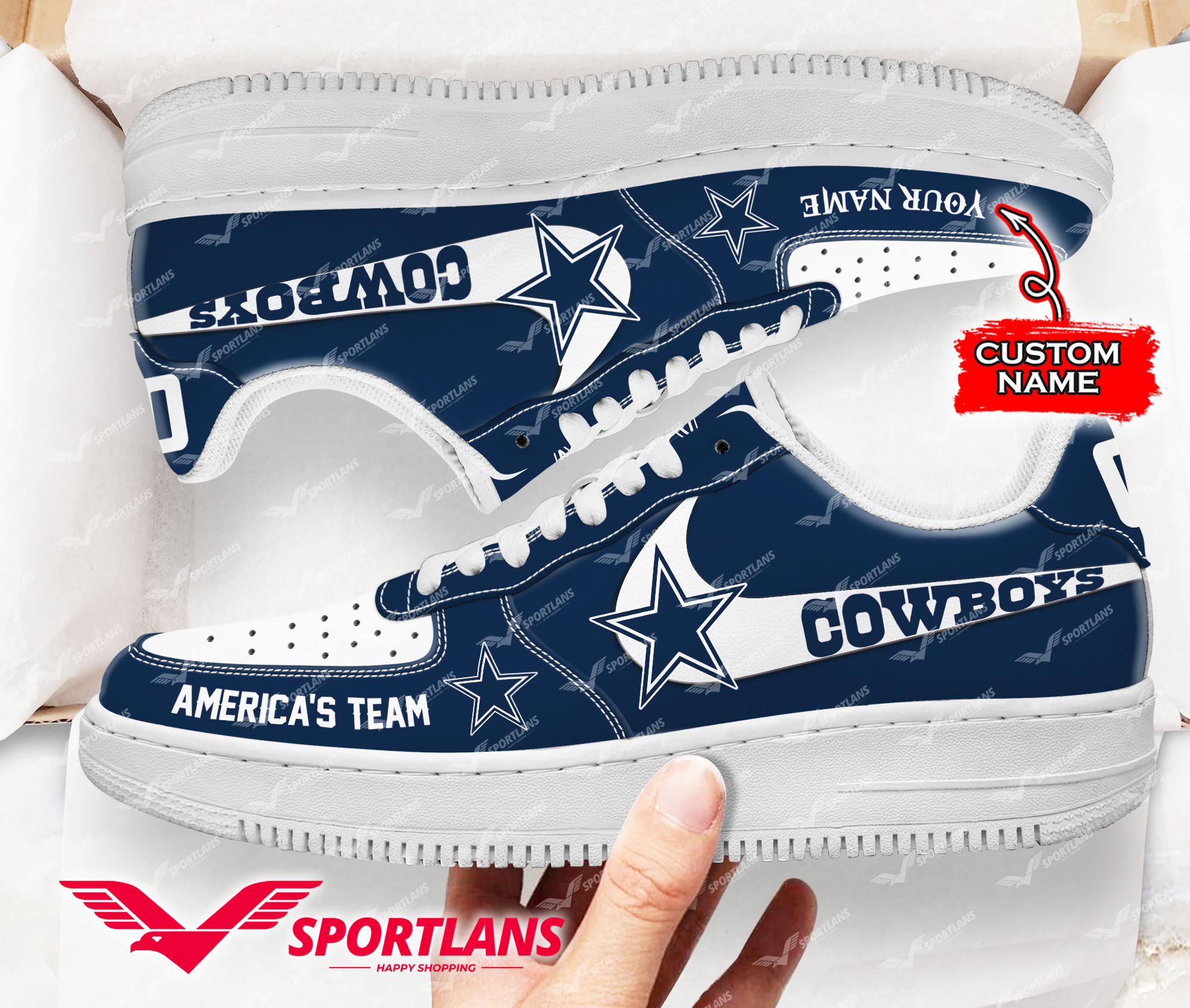 JWFancy Dallas Cowboys NFL Air Low-Top Sneakers Shoes For Men And Women