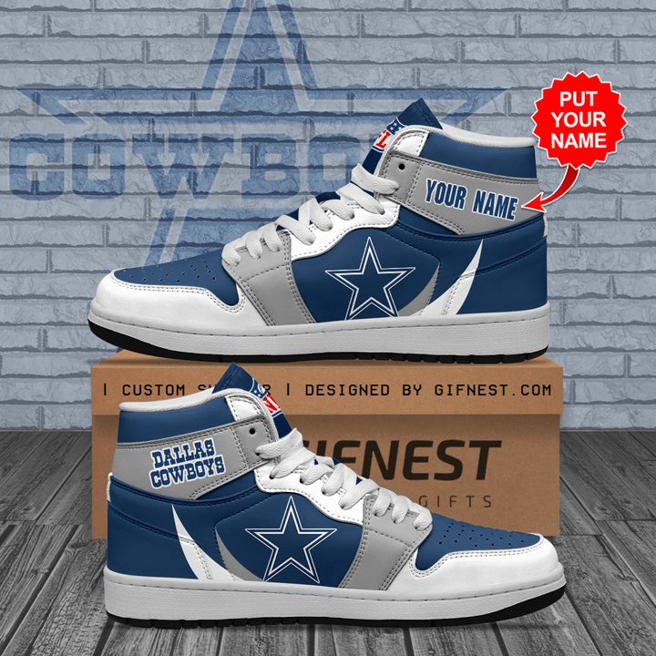 JWFancy Dallas Cowboys NFL AJ1 High Sneakers Shoes For Men And Women