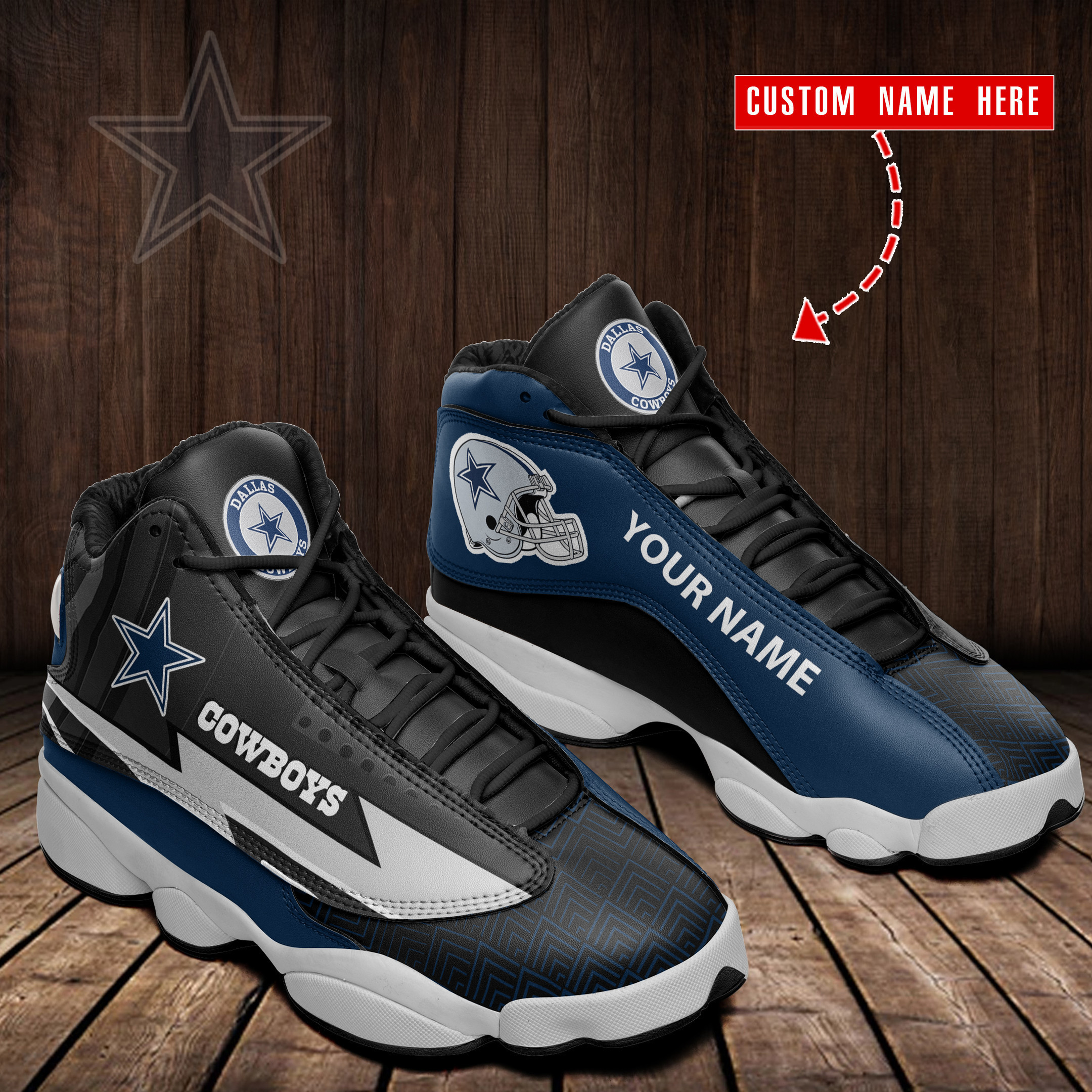JWFancy Dallas Cowboys NFL AJ13 Sneakers Shoes For Men And Women
