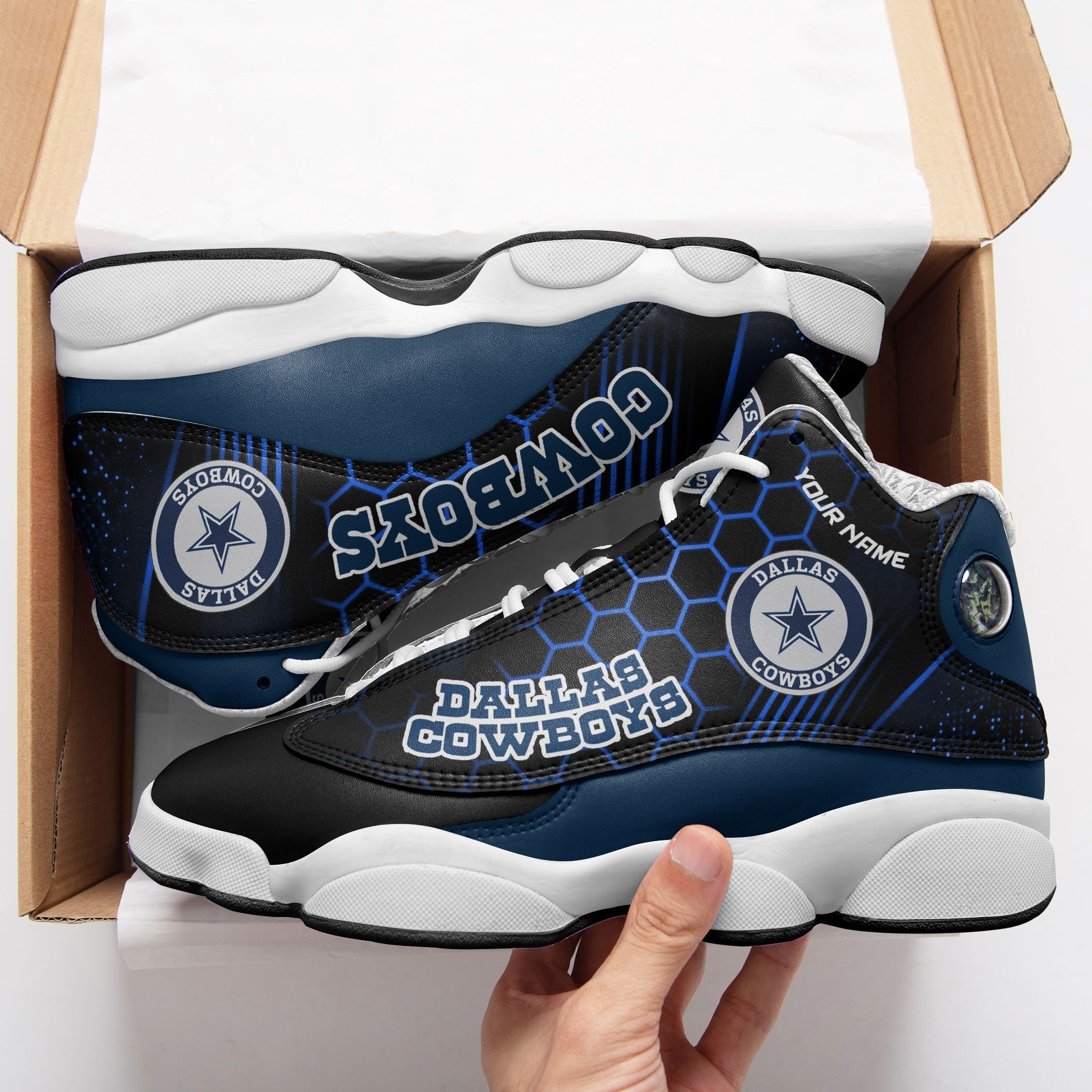 JWFancy Dallas Cowboys NFL AJ13 Sneakers Shoes For Men And Women