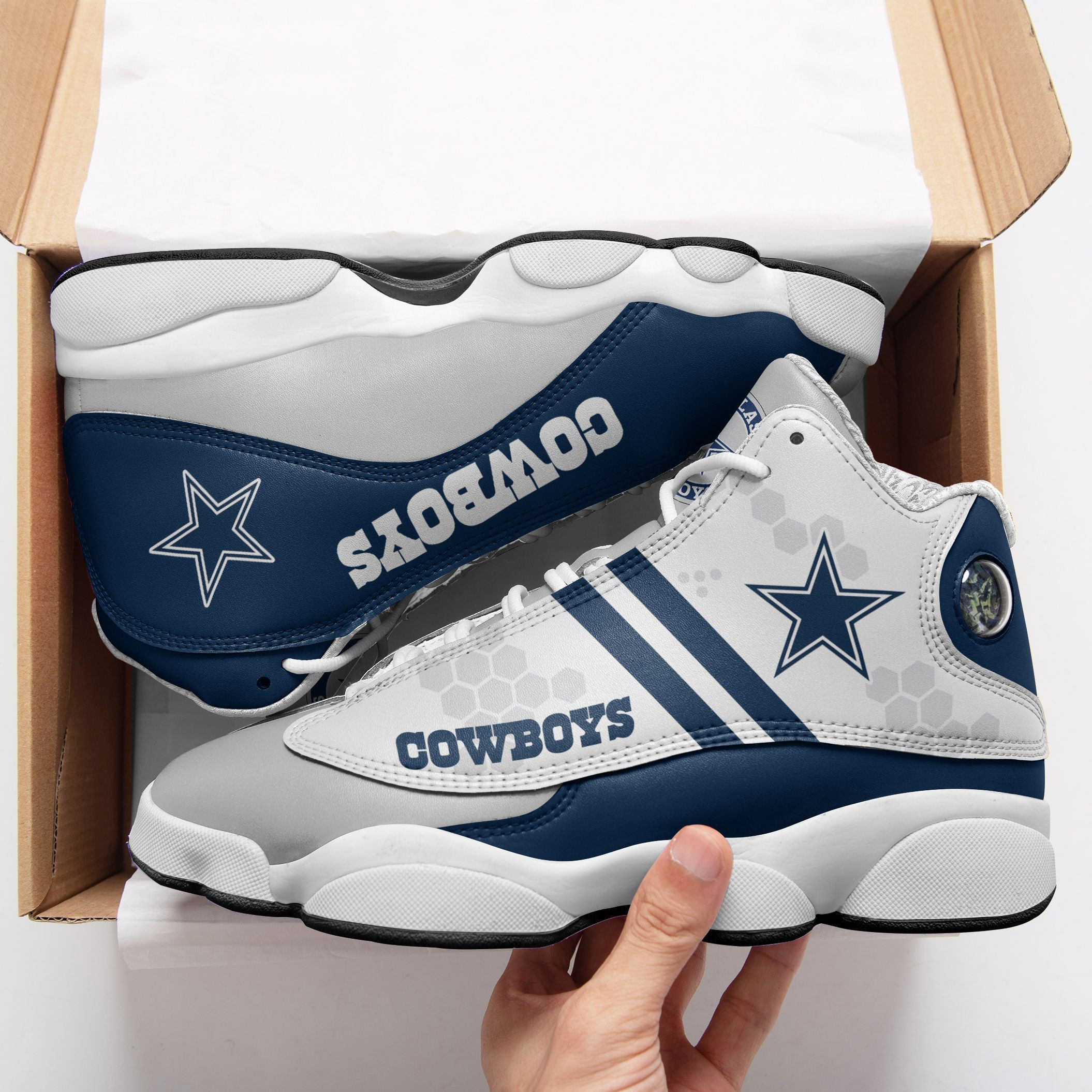 JWFancy Dallas Cowboys NFL AJ13 Sneakers Shoes For Men And Women