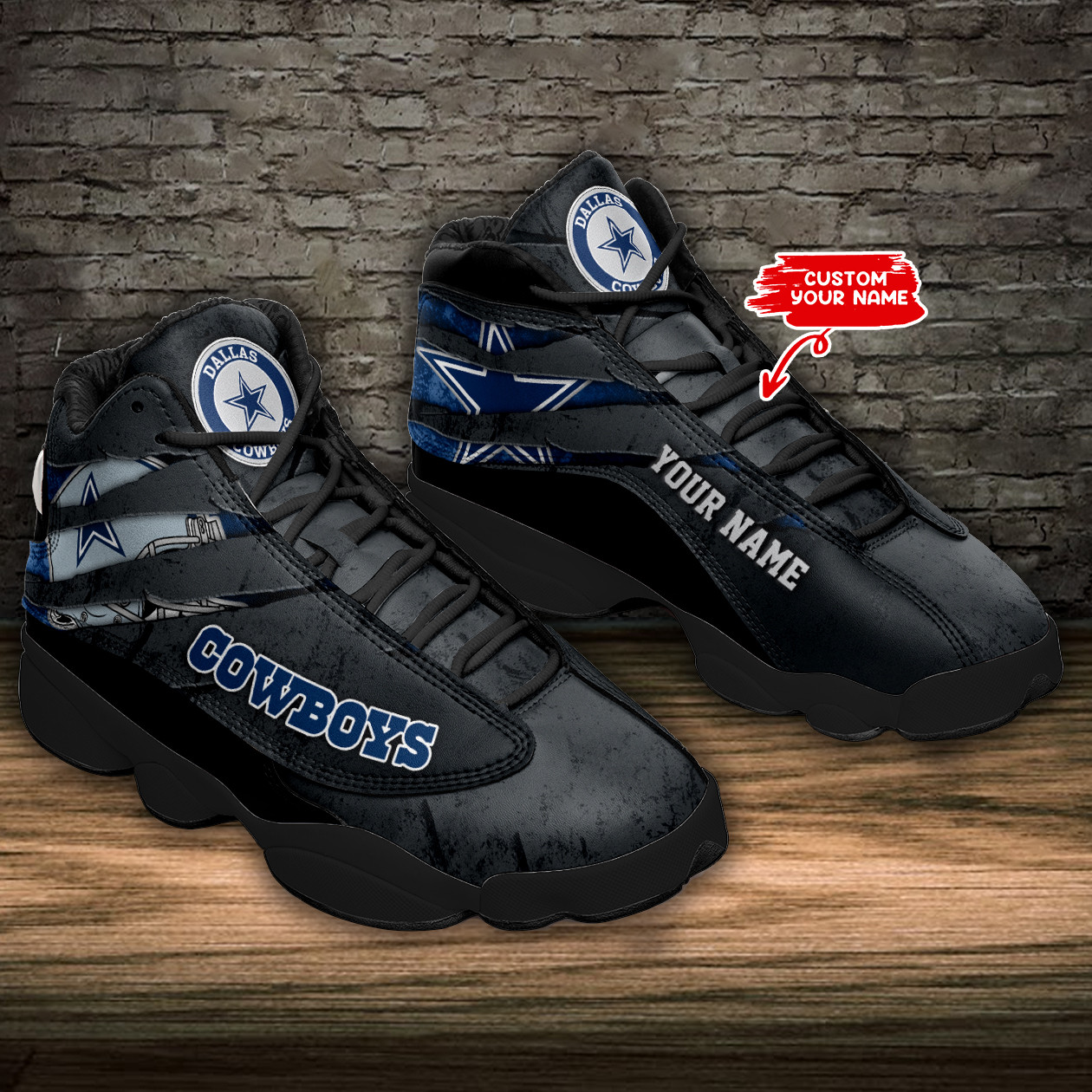 JWFancy Dallas Cowboys NFL AJ13 Sneakers Shoes For Men And Women