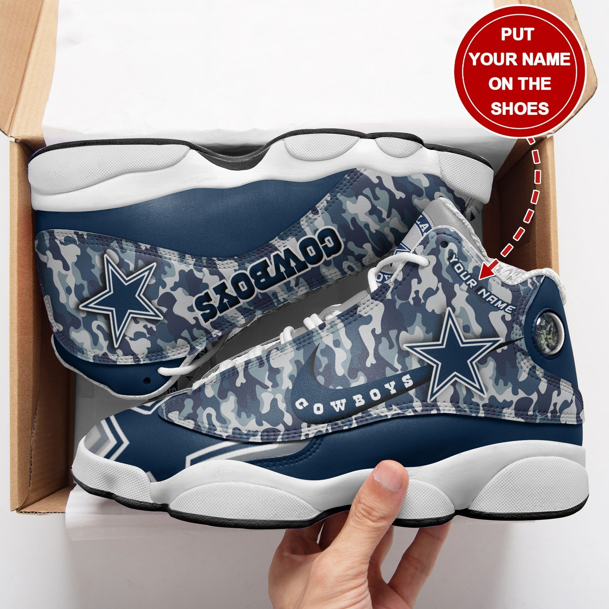 JWFancy Dallas Cowboys NFL AJ13 Sneakers Shoes For Men And Women