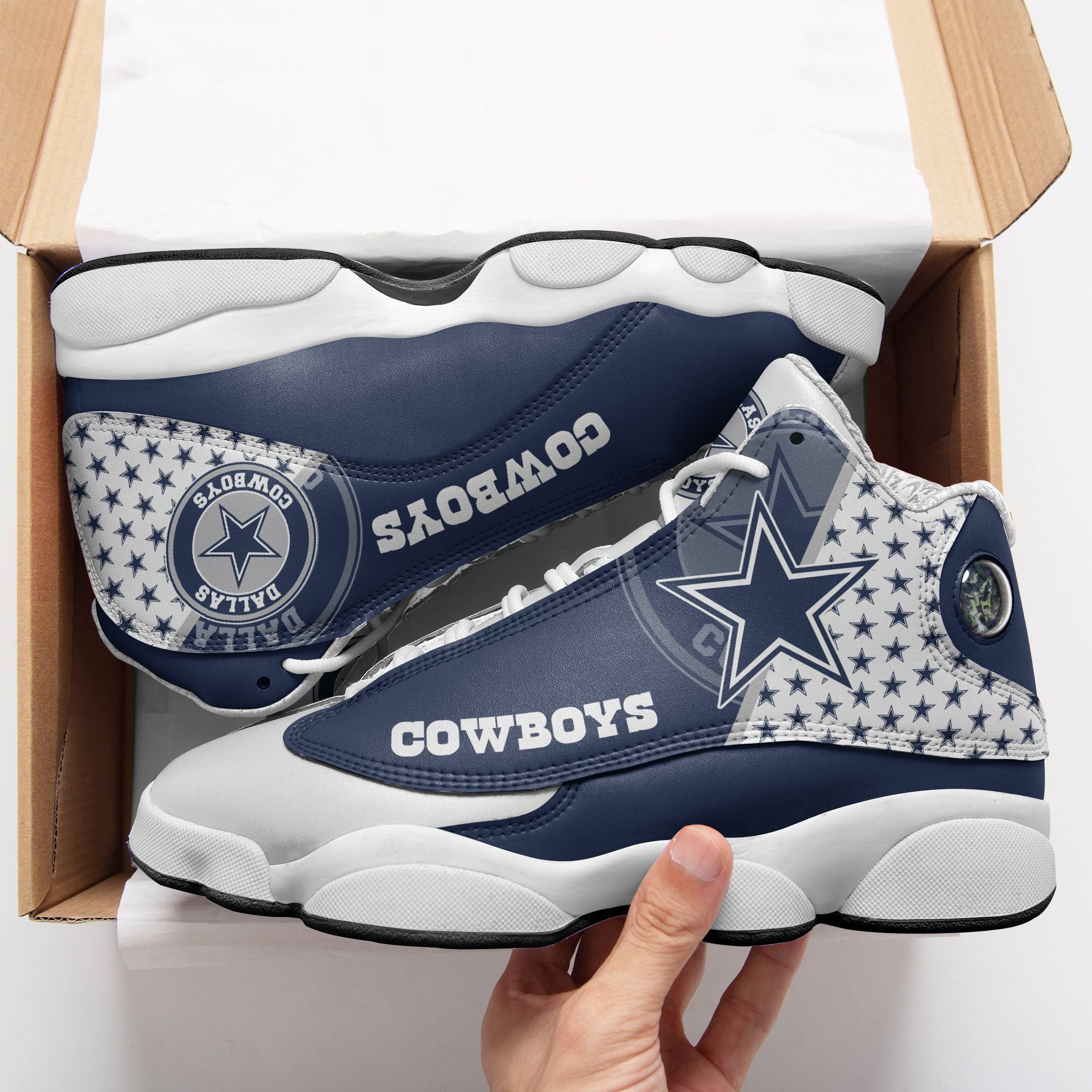 JWFancy Dallas Cowboys NFL AJ13 Sneakers Shoes For Men And Women