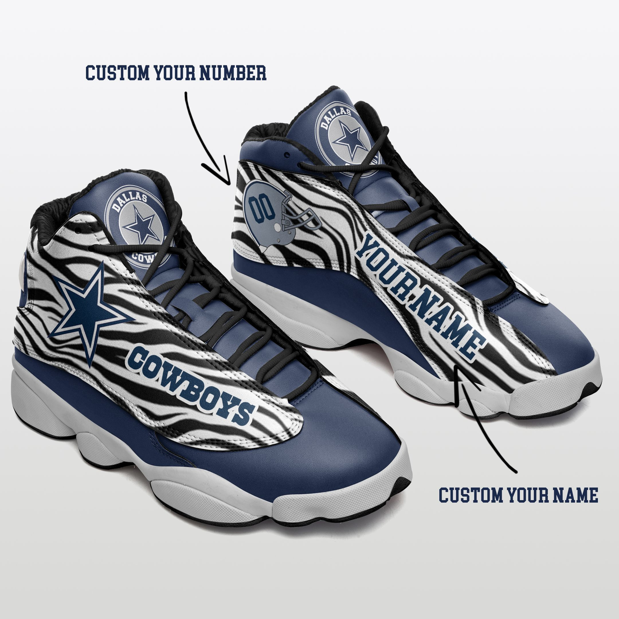 JWFancy Dallas Cowboys NFL AJ13 Sneakers Shoes For Men And Women