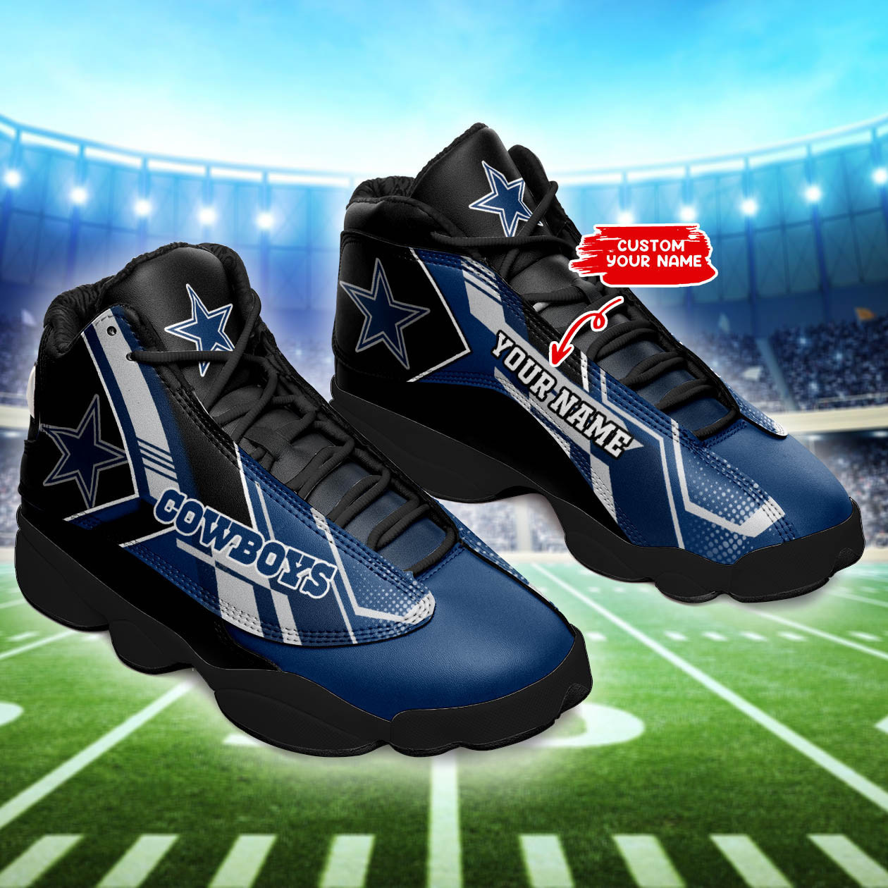 JWFancy Dallas Cowboys NFL AJ13 Sneakers Shoes For Men And Women