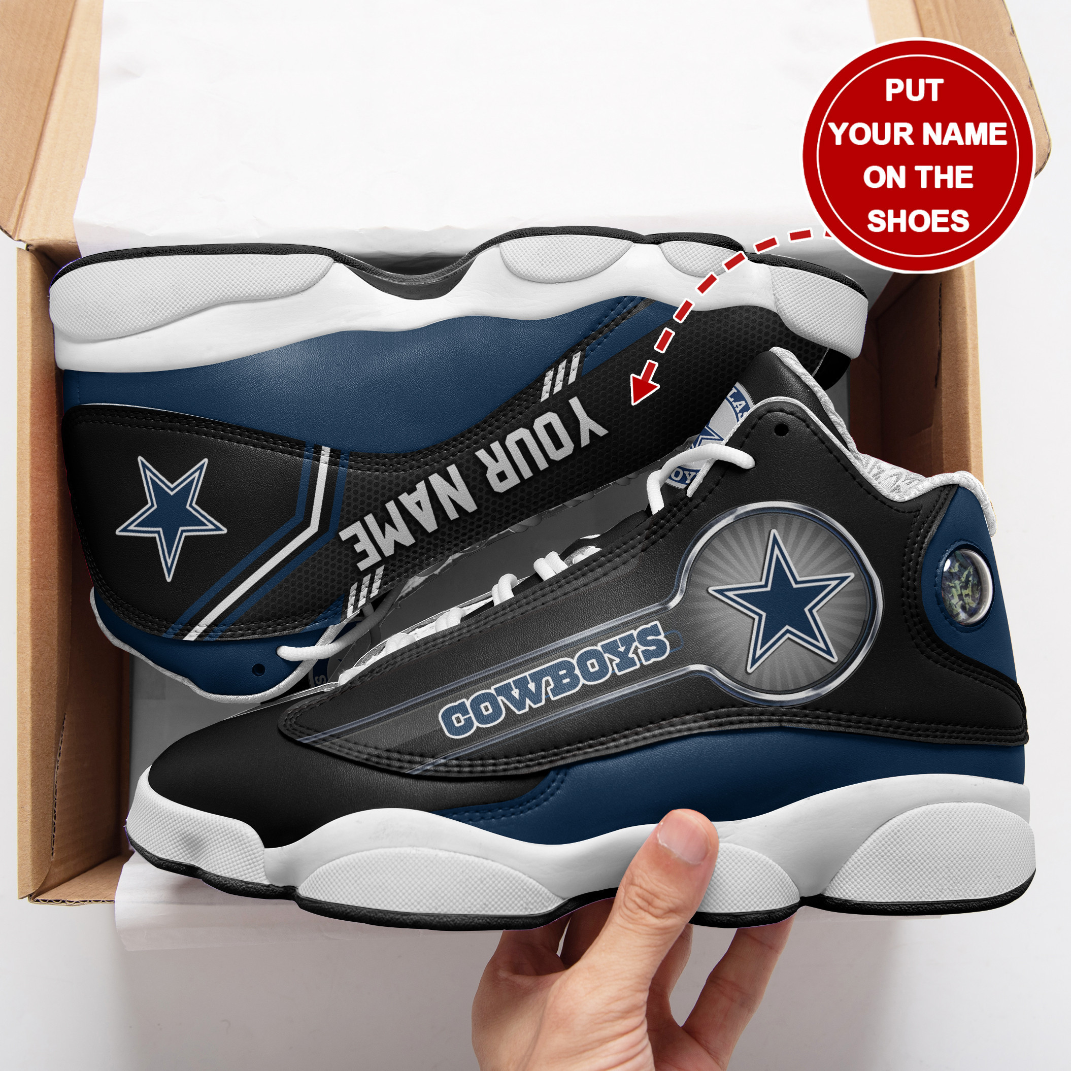 JWFancy Dallas Cowboys NFL AJ13 Sneakers Shoes For Men And Women