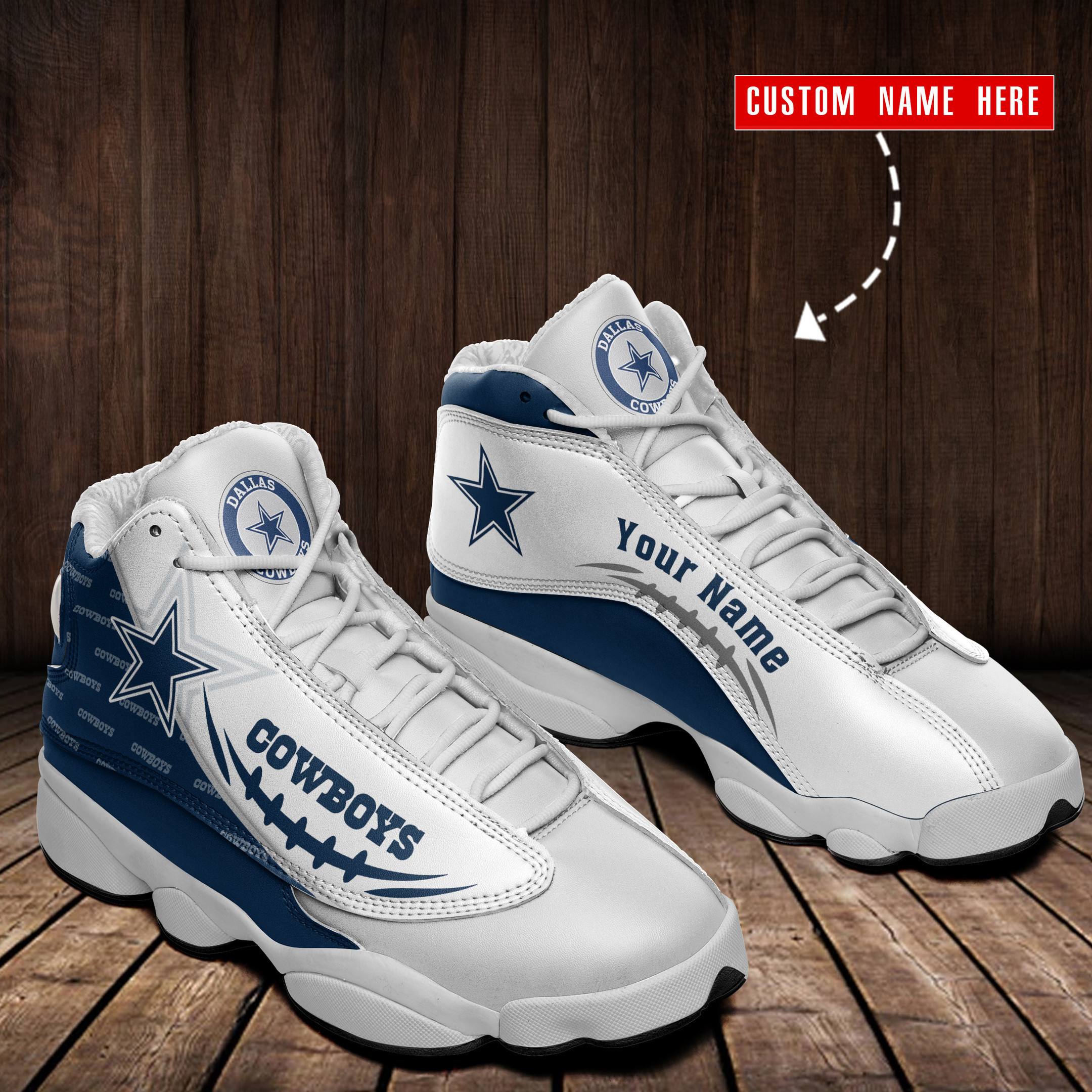 JWFancy Dallas Cowboys NFL AJ13 Sneakers Shoes For Men And Women