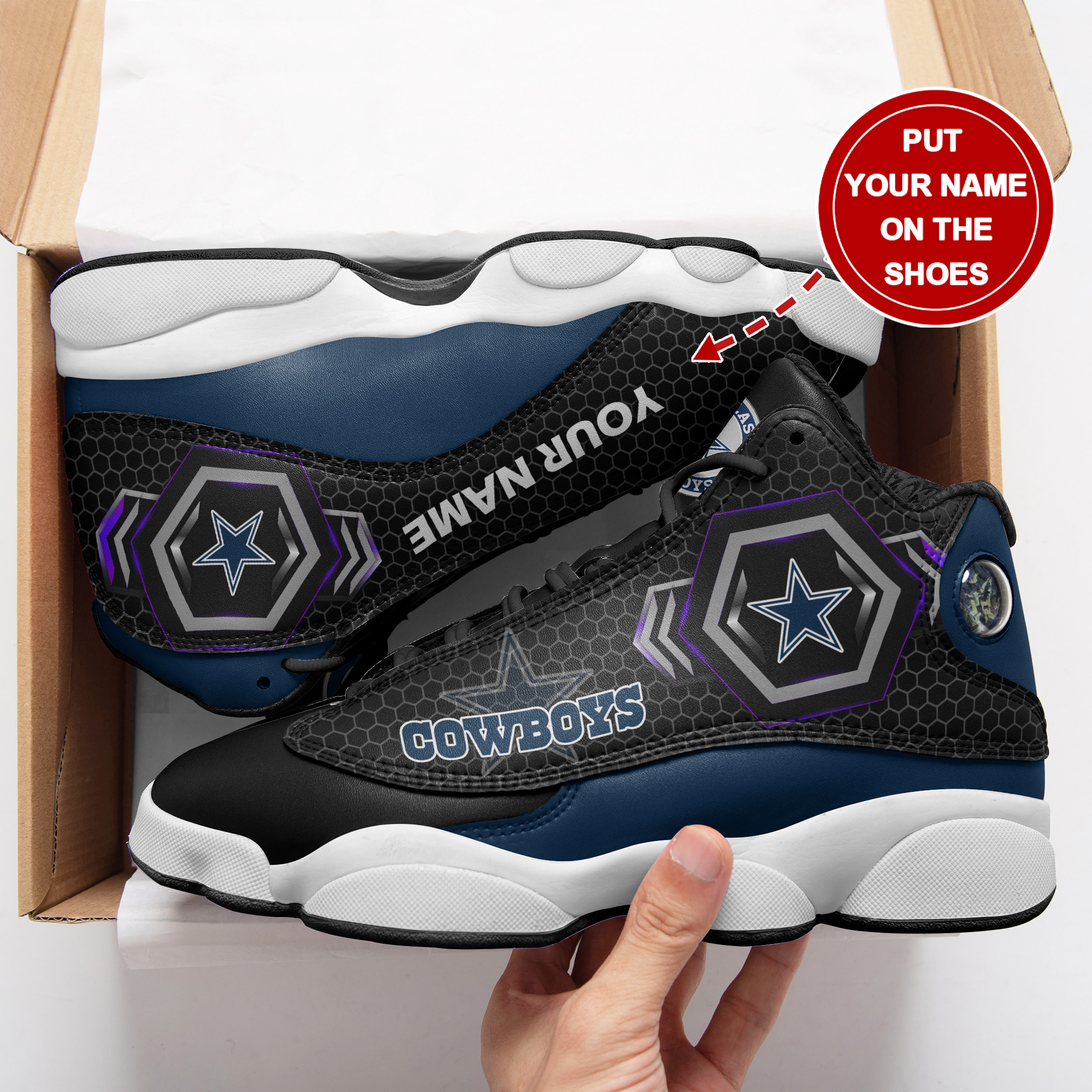 JWFancy Dallas Cowboys NFL AJ13 Sneakers Shoes For Men And Women