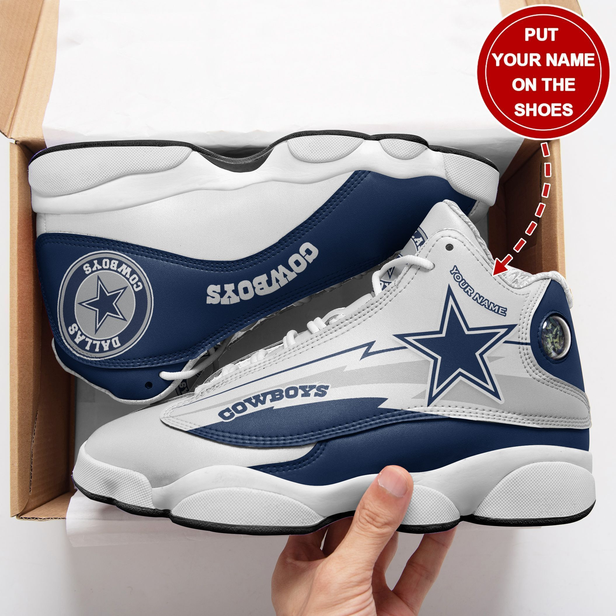 JWFancy Dallas Cowboys NFL AJ13 Sneakers Shoes For Men And Women