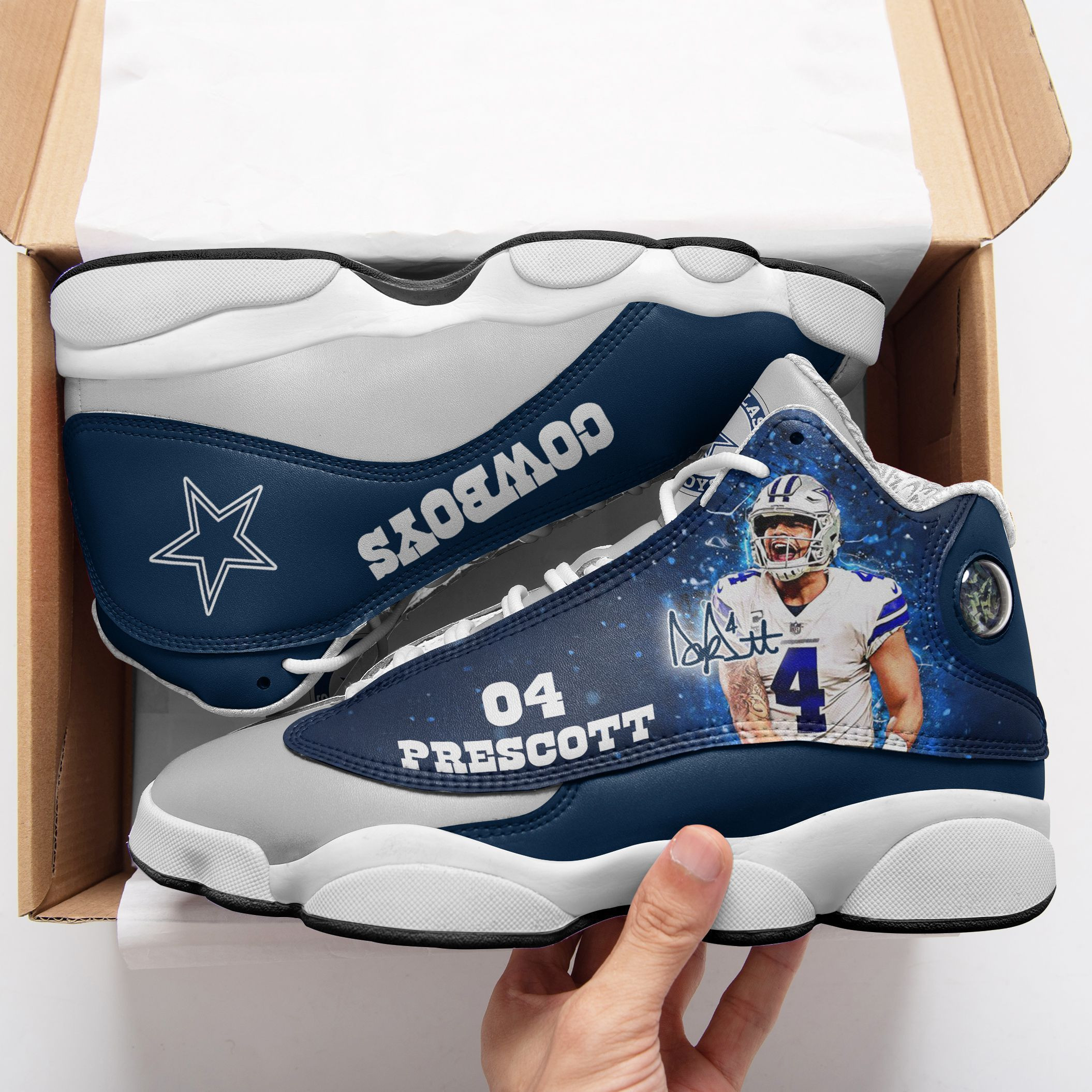 JWFancy Dallas Cowboys NFL AJ13 Sneakers Shoes For Men And Women