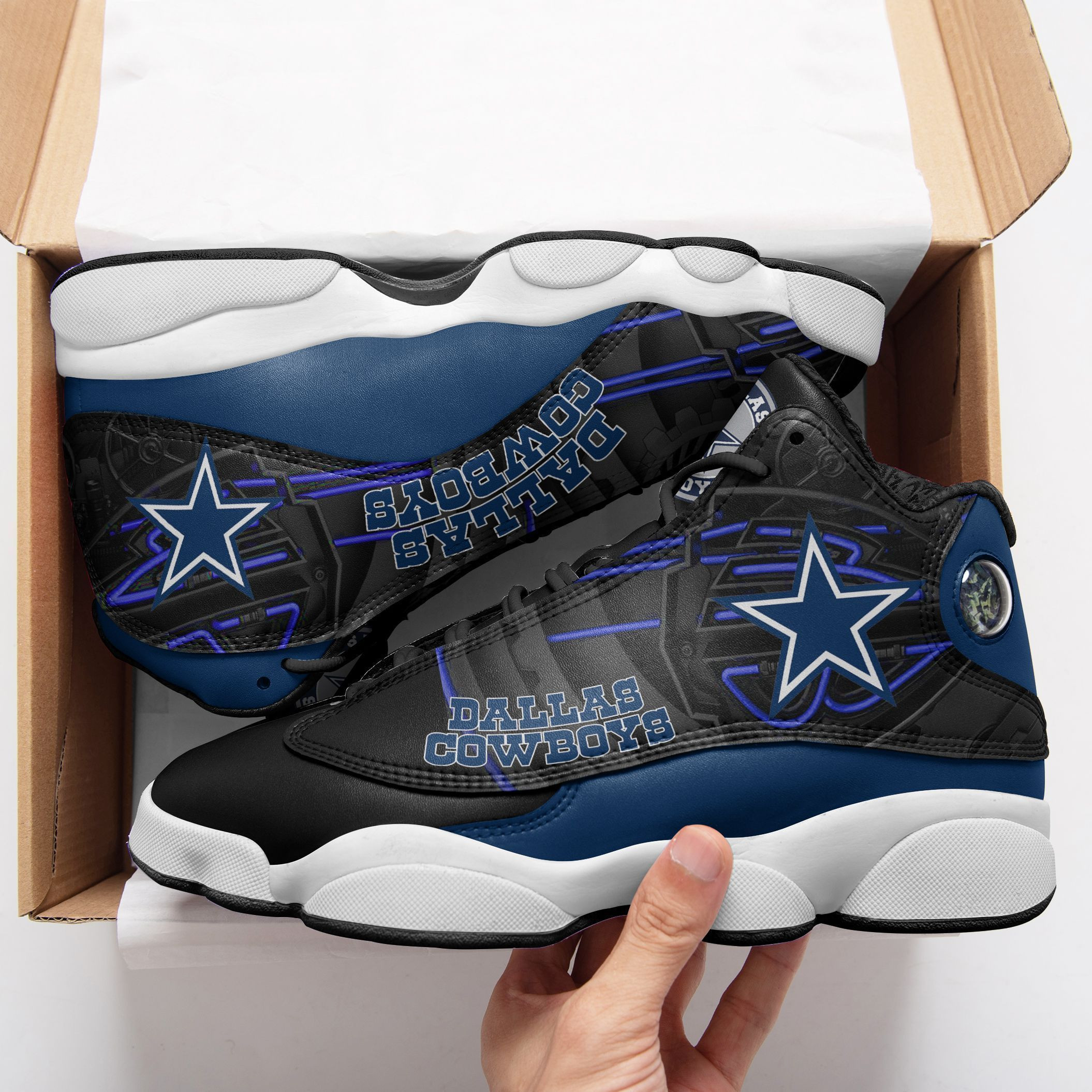 JWFancy Dallas Cowboys NFL AJ13 Sneakers Shoes For Men And Women