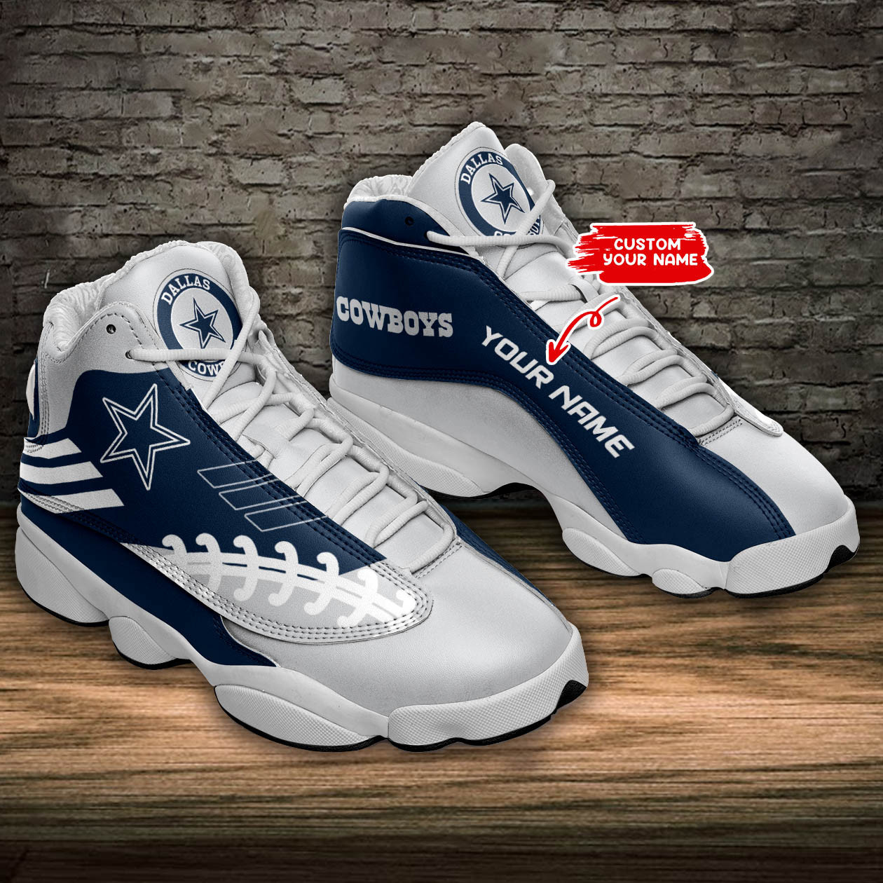 JWFancy Dallas Cowboys NFL AJ13 Sneakers Shoes For Men And Women