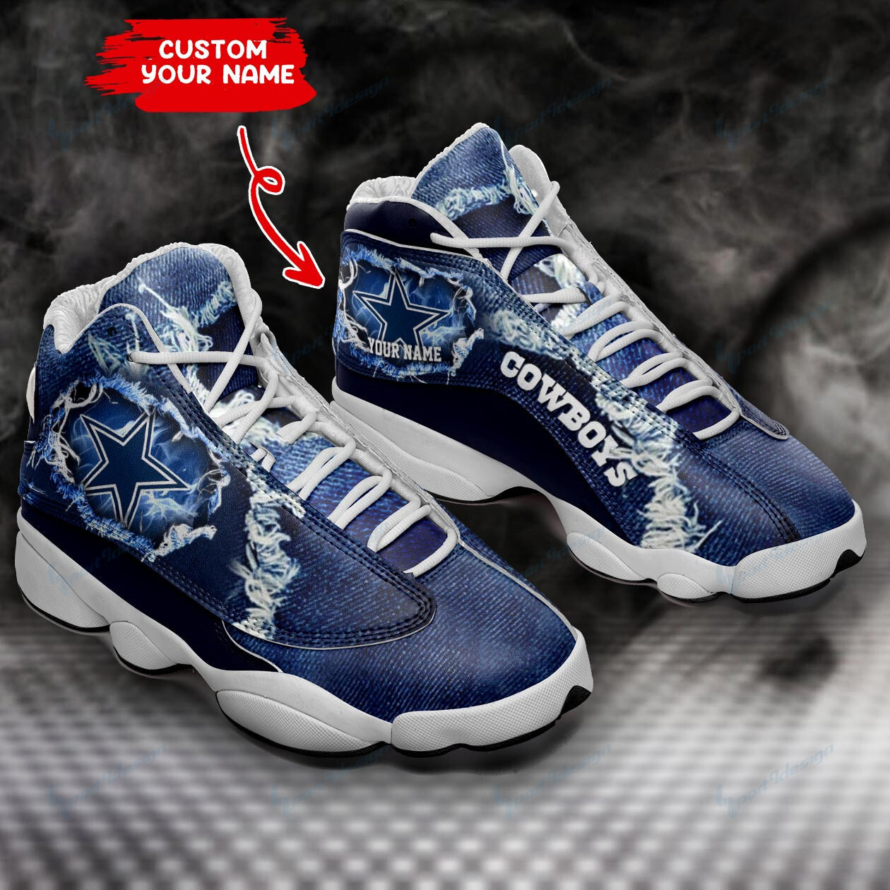 JWFancy Dallas Cowboys NFL AJ13 Sneakers Shoes For Men And Women