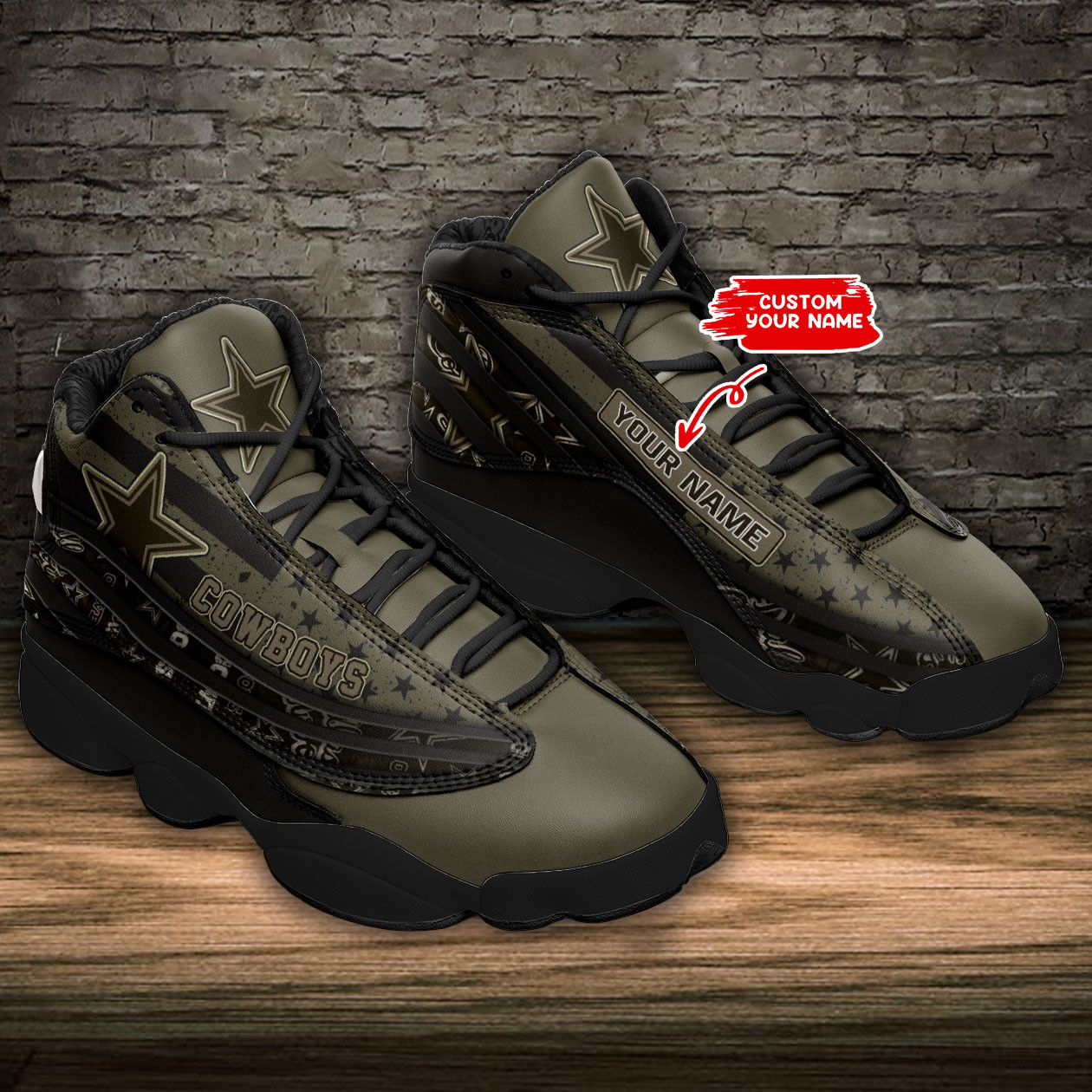 JWFancy Dallas Cowboys NFL AJ13 Sneakers Shoes For Men And Women