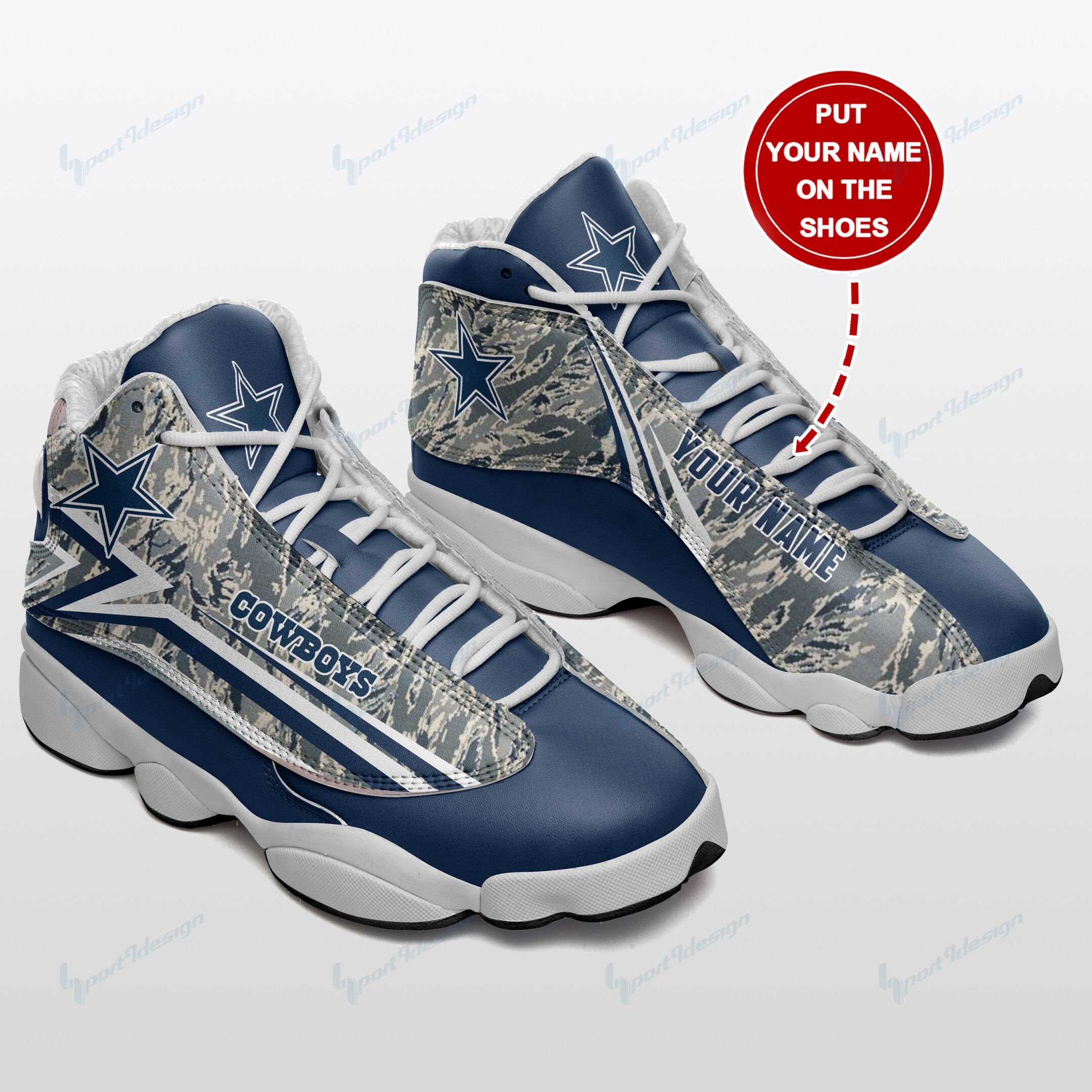 JWFancy Dallas Cowboys NFL AJ13 Sneakers Shoes For Men And Women