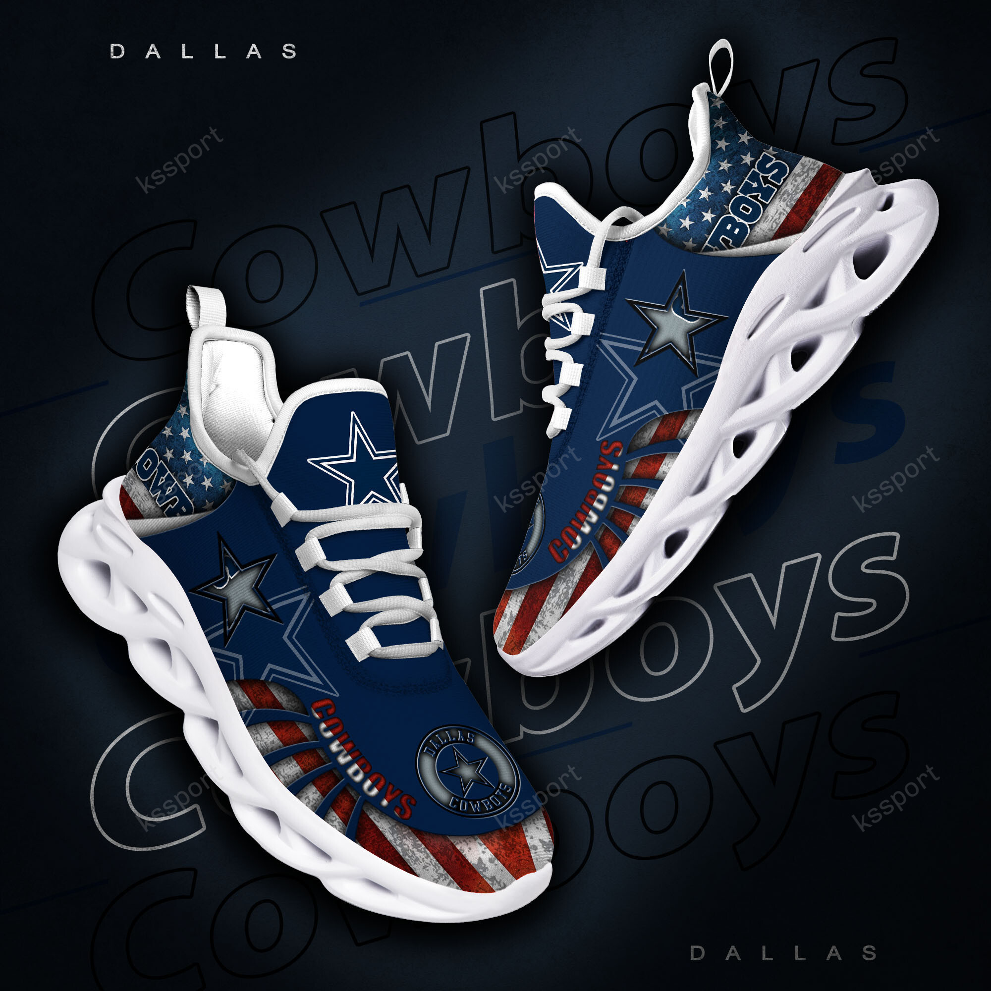JWFancy Dallas Cowboys NFL Max Soul Shoes Sneakers For Men And Women