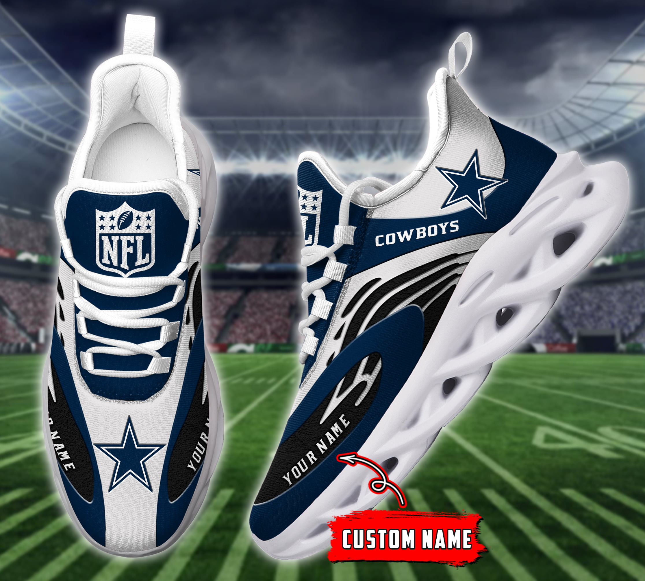 JWFancy Dallas Cowboys NFL Max Soul Shoes Sneakers For Men And Women