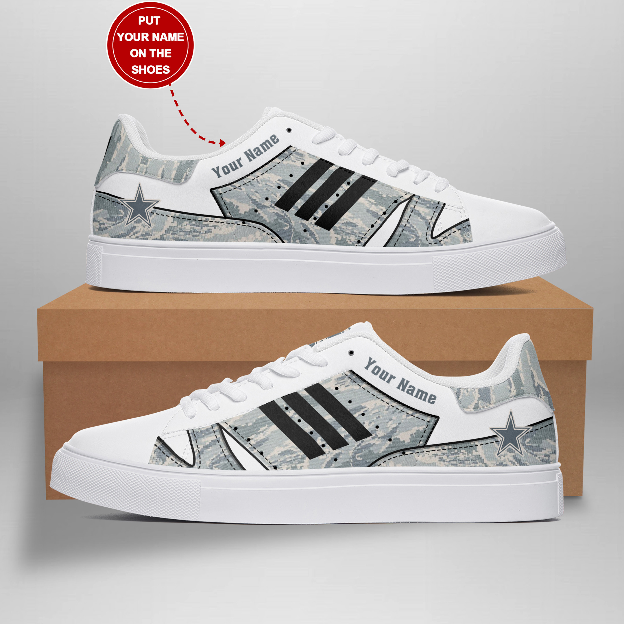 JWFancy Dallas Cowboys Skate Stan Shoes Sneakes For Men And Women