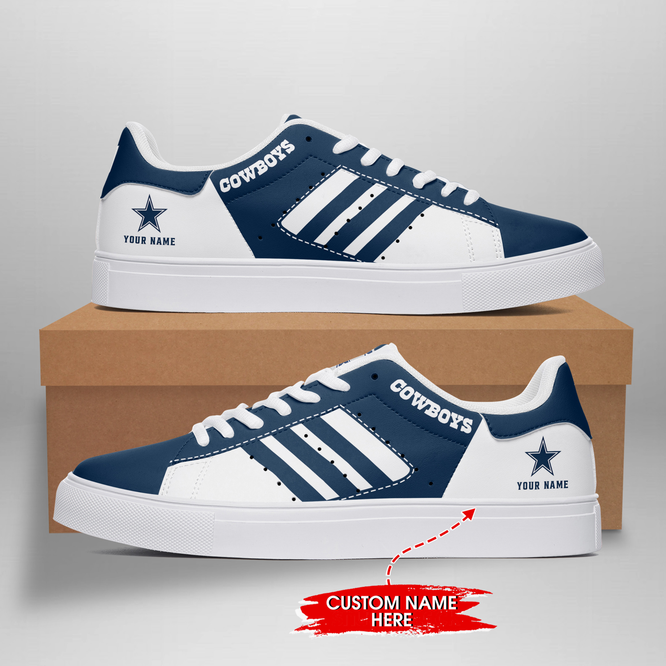 JWFancy Dallas Cowboys Skate Stan Shoes Sneakes For Men And Women