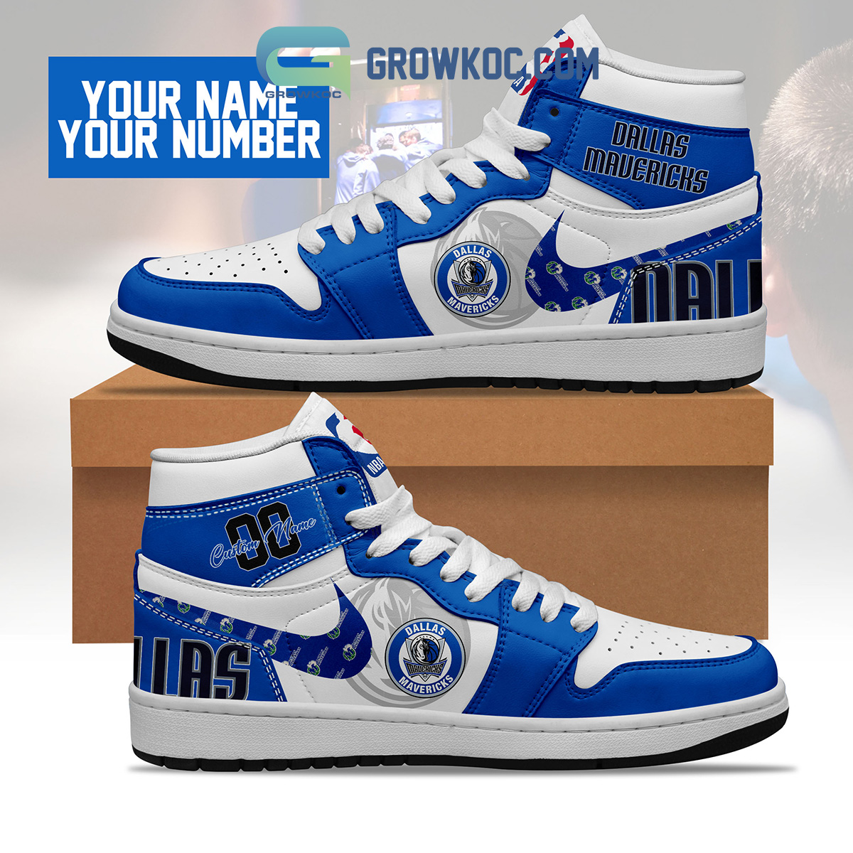 JWFancy Dallas Mavericks AJ1 High Sneakers Shoes For Men And Women