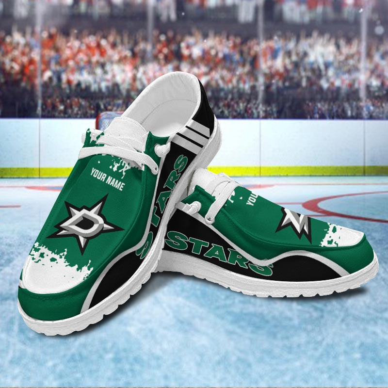 JWFancy Dallas Stars Hey Dude Shoes Wally Men's Lace Up Loafers Comfortable For Men And Women