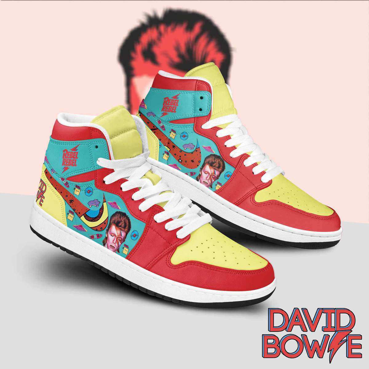 JWFancy David Bowie AJ1 High Sneakers Shoes For Men And Women