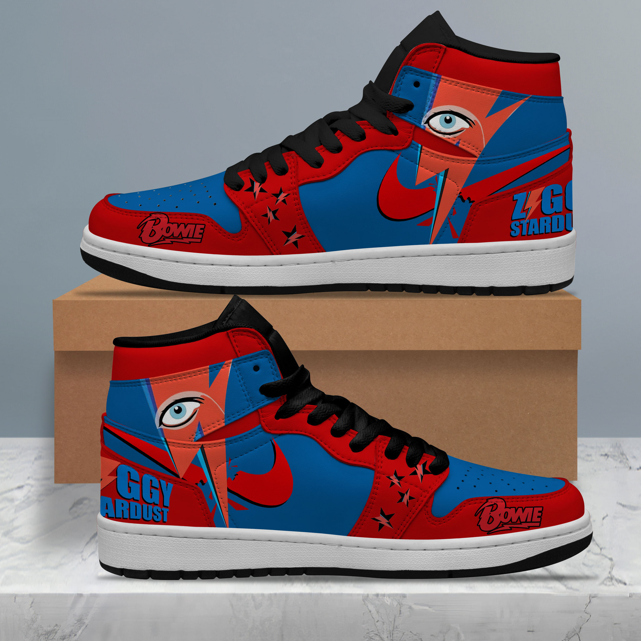 JWFancy David Bowie AJ1 High Sneakers Shoes For Men And Women