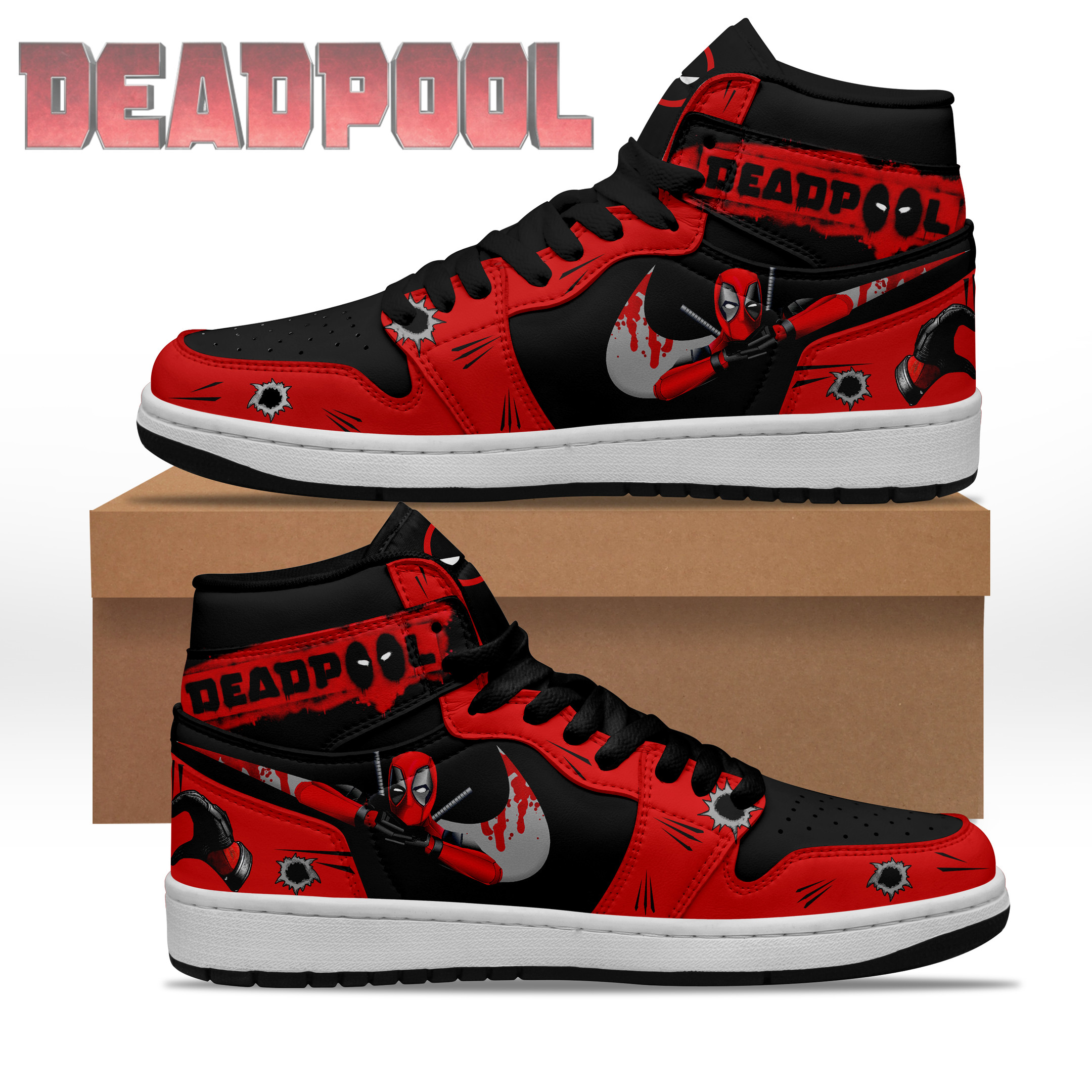JWFancy Deadpool AJ1 High Sneakers Shoes For Men And Women