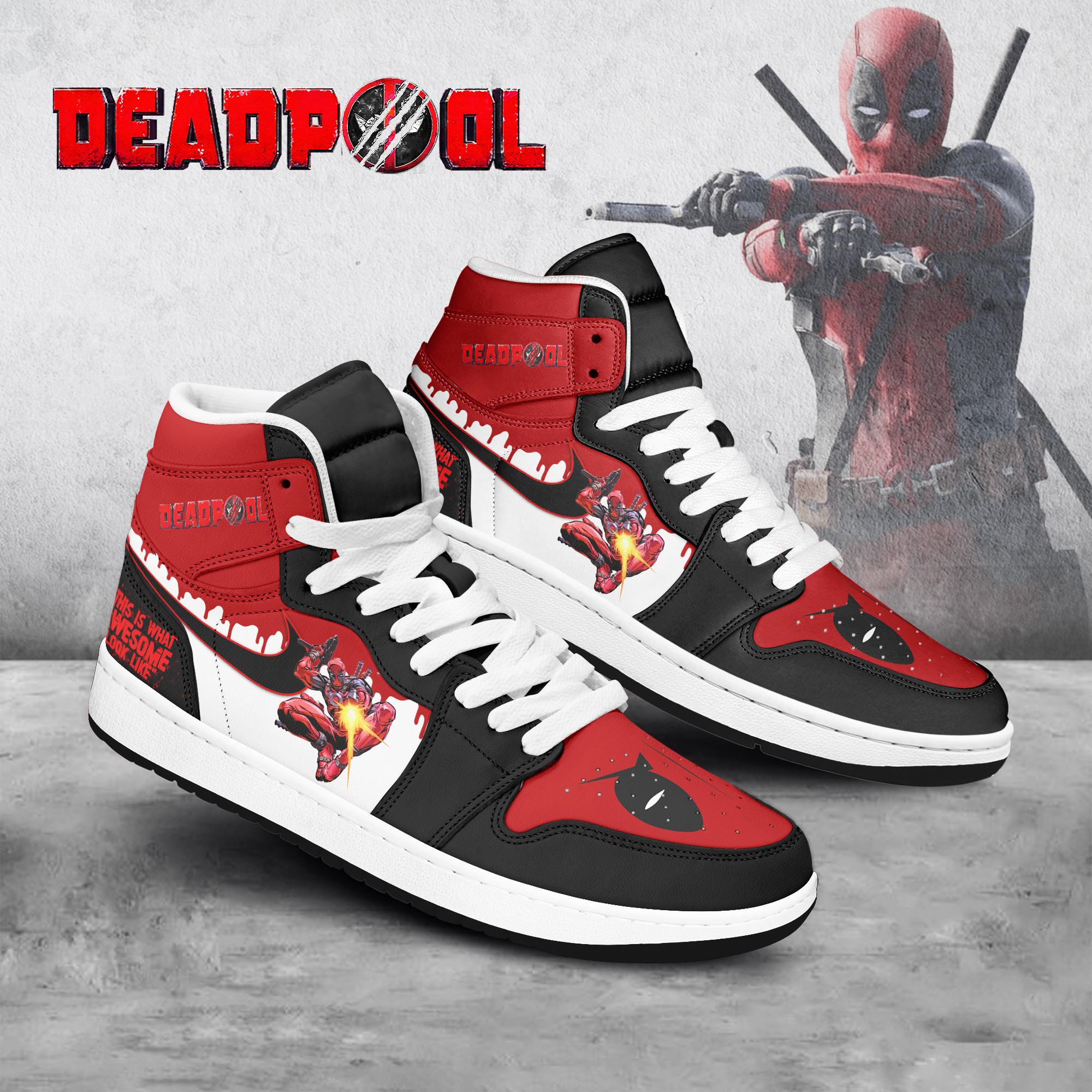 JWFancy Deadpool AJ1 High Sneakers Shoes For Men And Women