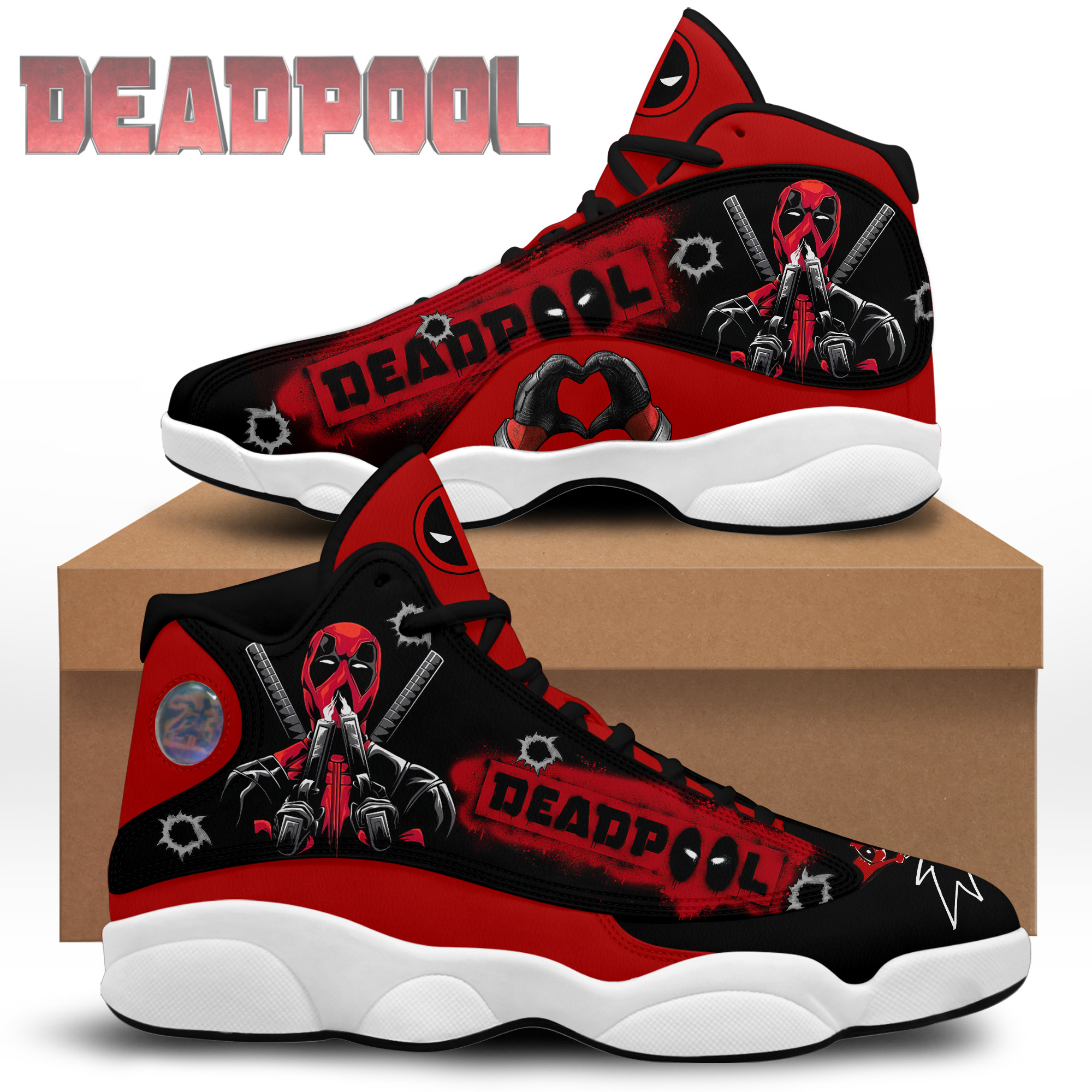 JWFancy Deadpool AJ13 Sneakers Shoes For Men And Women